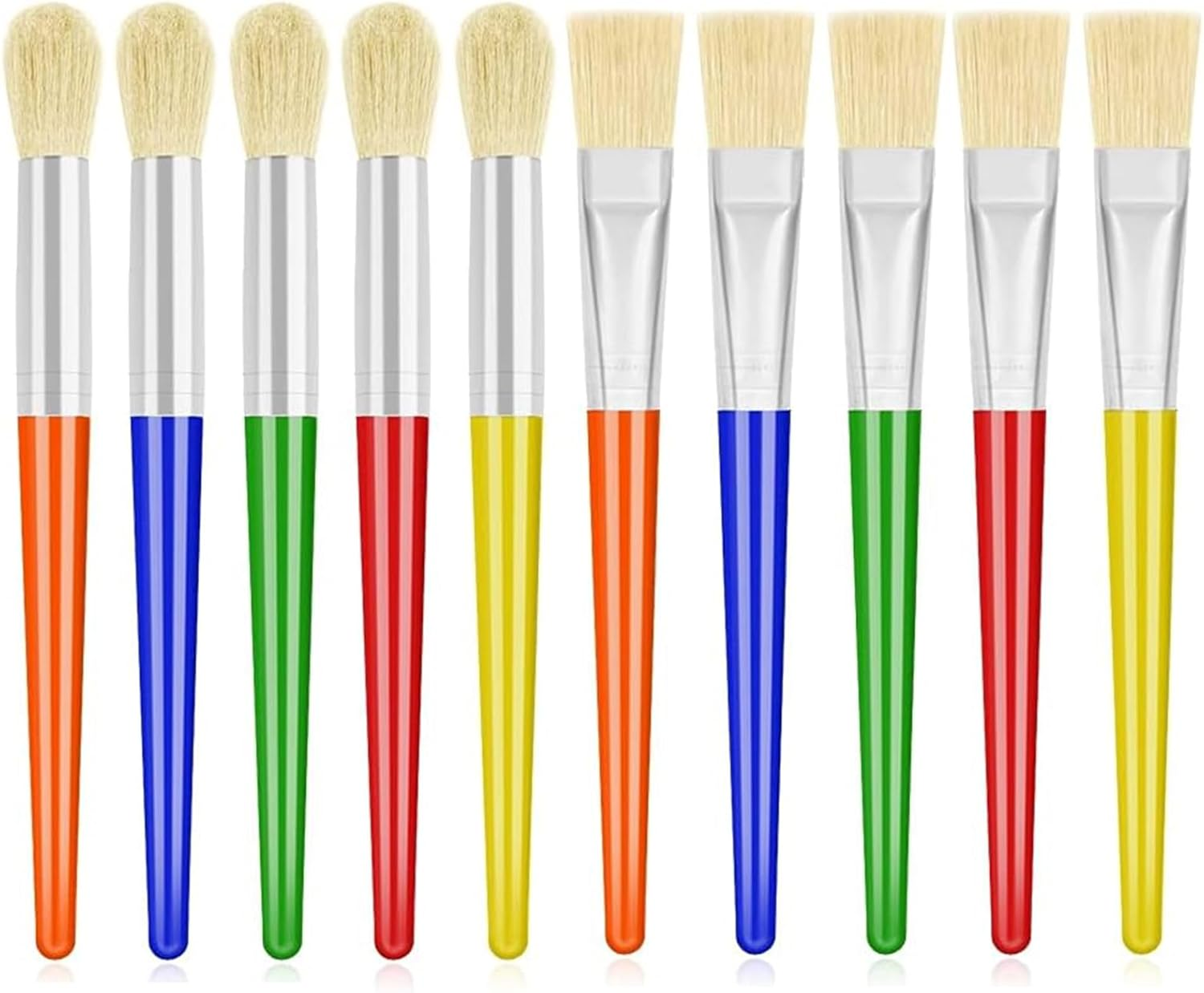 Lgqsunfa Paint Brushes for Kids,10 Pcs round and Flat Toddler Paint Brush for Preschool Children Painting Party Supplies,Washable and Acrylic Paint image number 1