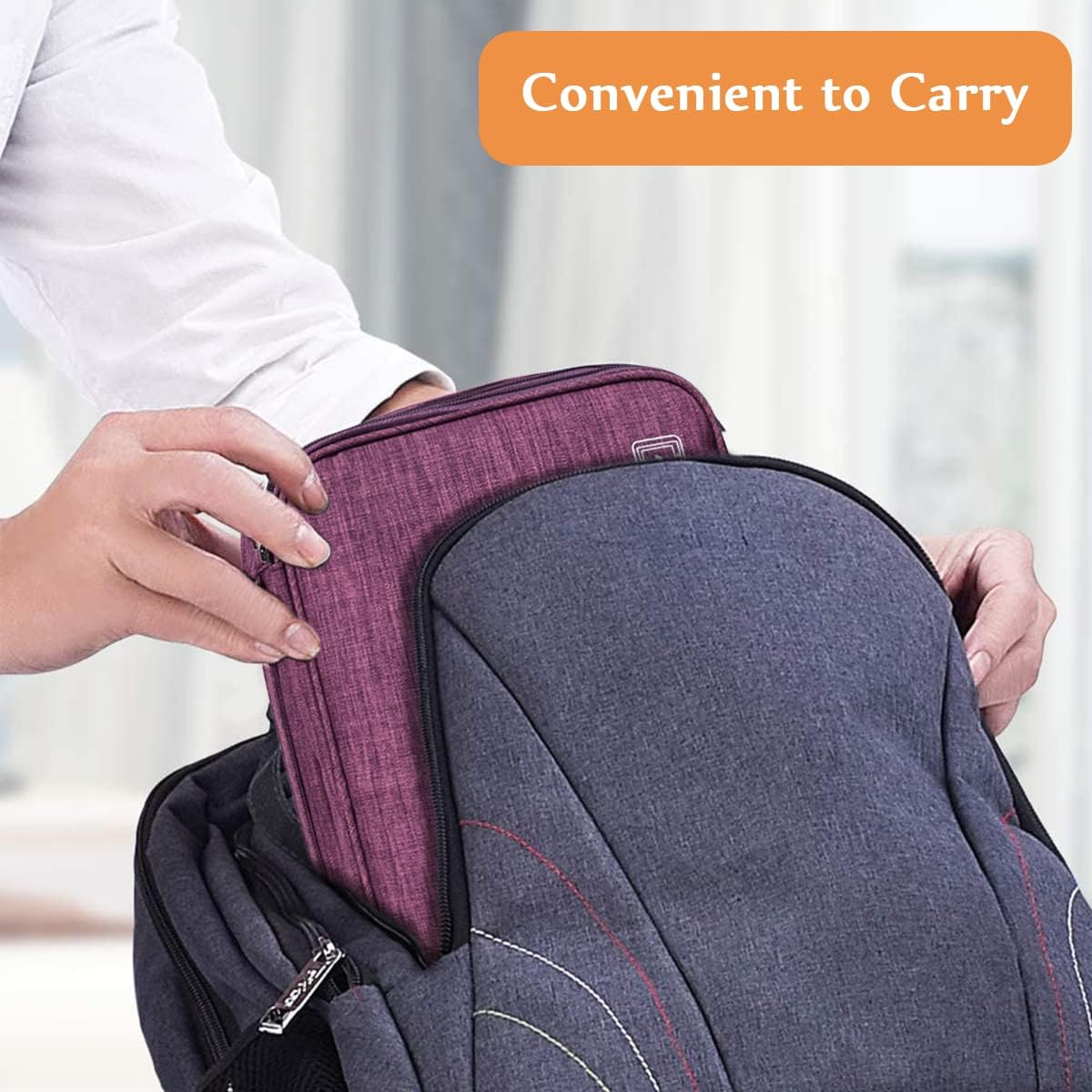 FORRICA Cable Bag Cable Organiser Bag Travel Case Electronic Accessories Bag 2 Layers Multiple Pockets for Mobile Phone Charging Power Bank USB Sticks SD Cards Purple image number 1