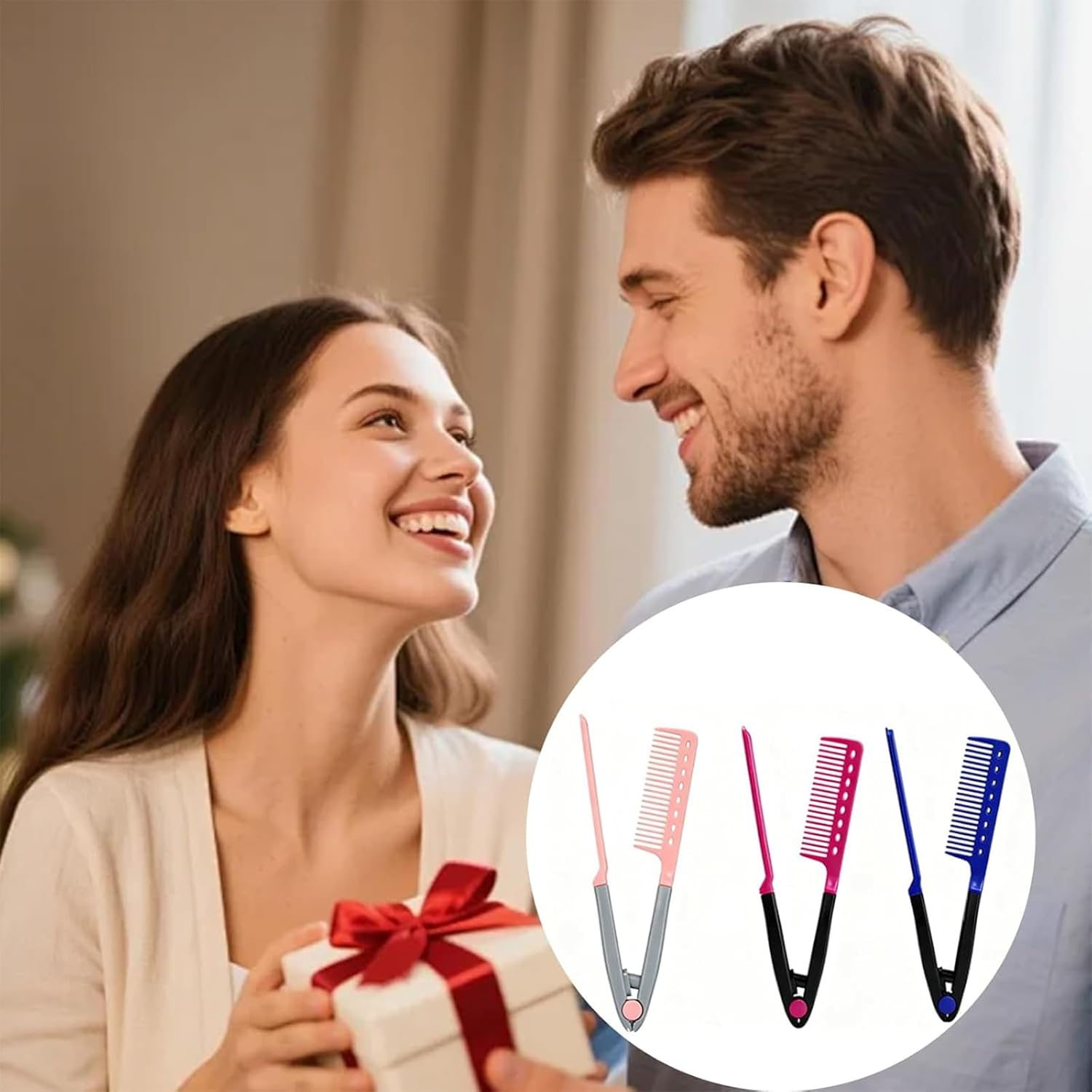 3 PCS Hot Comb, Hair Comb for Women, V-Shaped Styling Combs in Pink, Rose & Blue, Detangling Hair Combs for Daily Styling, Travel & Salon Use, Wet to Dry Hair Transformationhot Comb