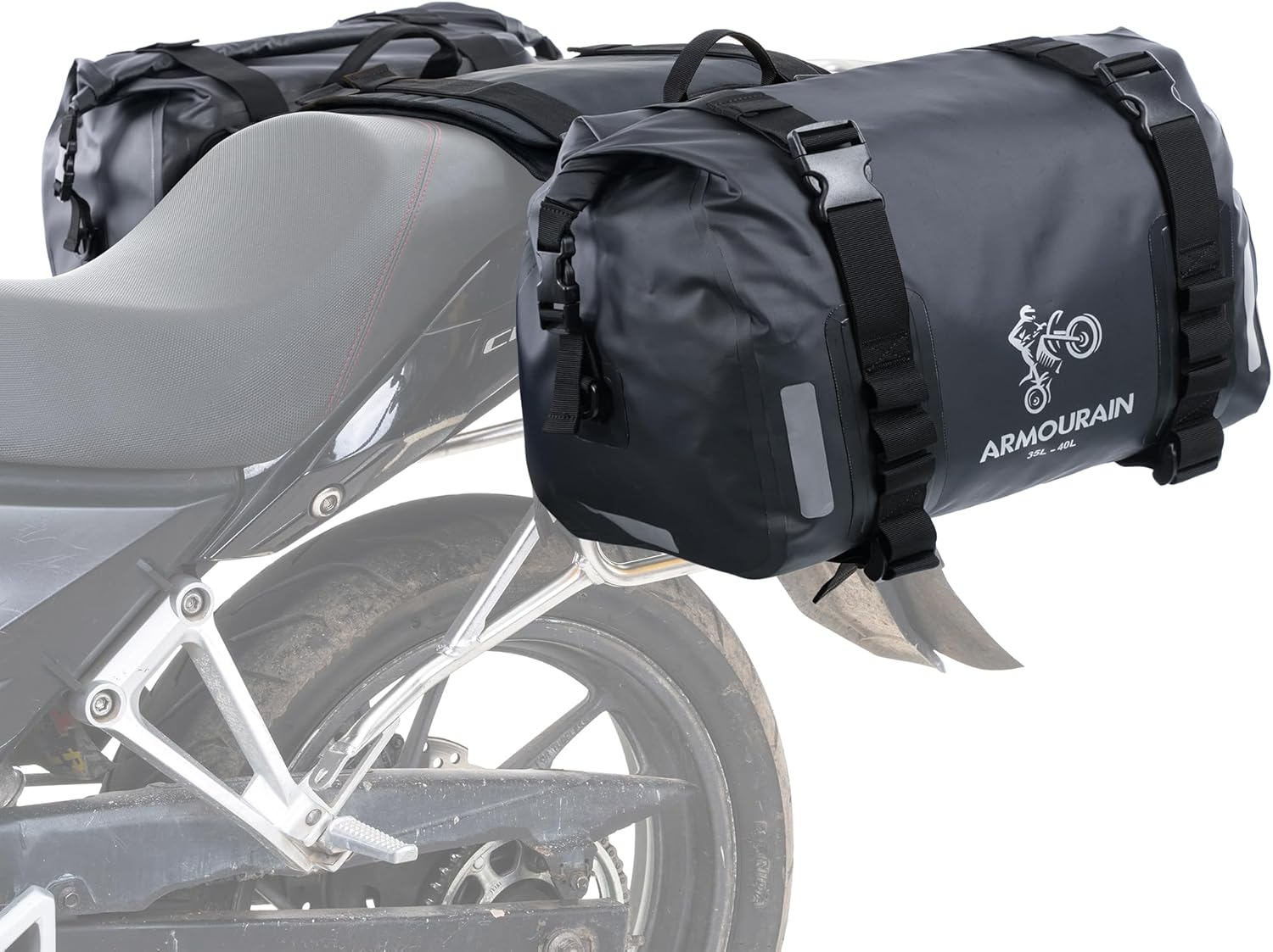 Motorcycle Saddle Bag 70L (35L*2) Motorcycle Equipment Cycling Rear Seat Bag (Black)