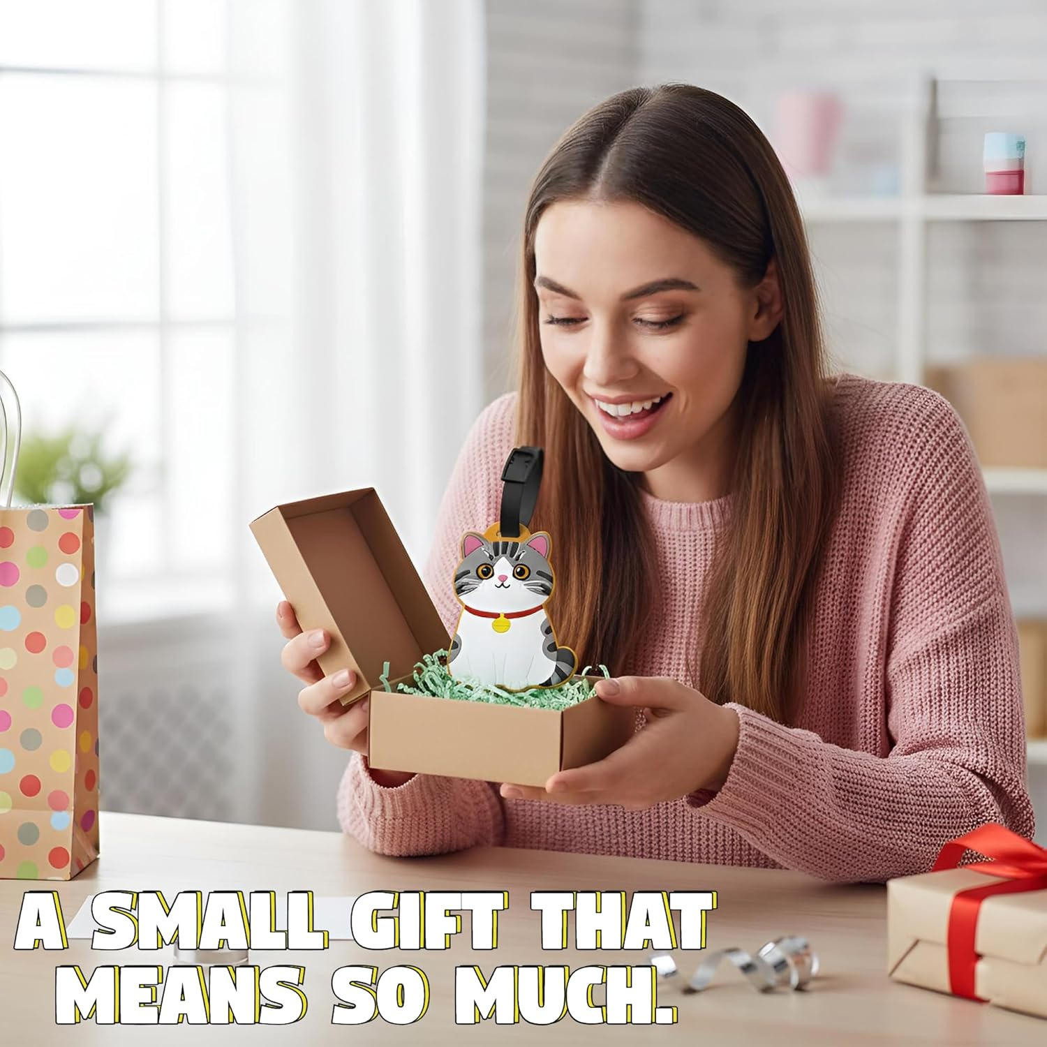 Luggage Tags for Suitcases Cute Cat Silicone Travel ID Tags for Luggage Backpack & Baggage Durable Cartoon Animal Bag Tag for Adults & Teens, American Shorthair Cat - A - Abyssinian Cat - A image number 6