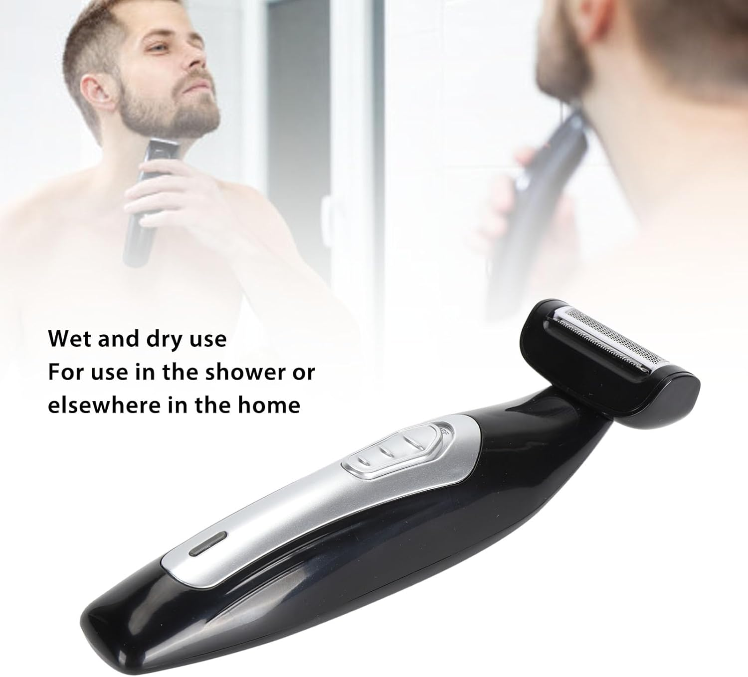 Men'S Back Shaver, Body Hair Trimmer DIY Back Shaver for Men, with Removable Handle, Men'S Grooming Trimmer, Wet Dry Use image number 1