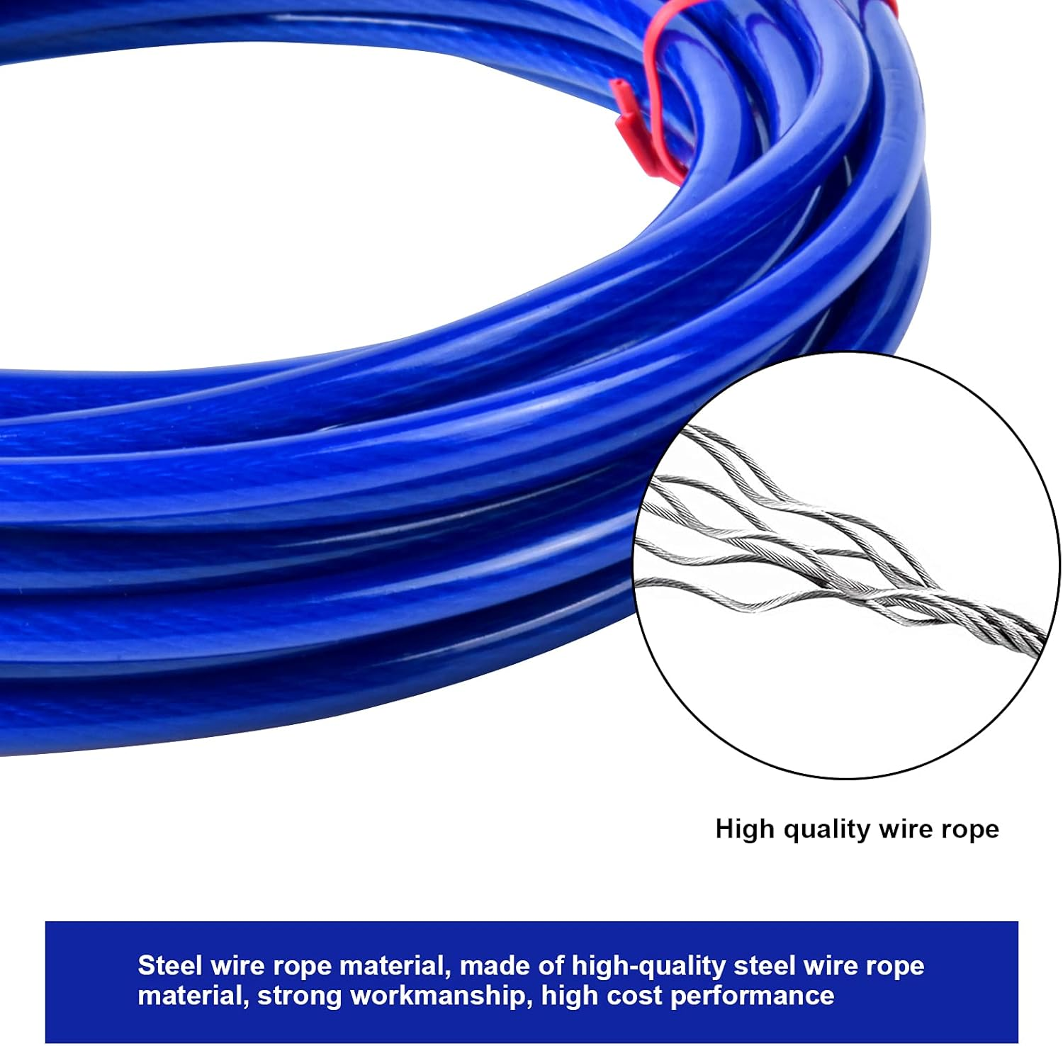 3M Puppy Pet Outdoor Tie Out Lead Leash, Heavy Duty Dog Tie Out Cable,Dog Tie Out Cable with 360&deg; Swivel Lockable Hook and PVC Coating,Galvanized Steel Wire Rope,For Small Medium Pet(Blue) image number 2