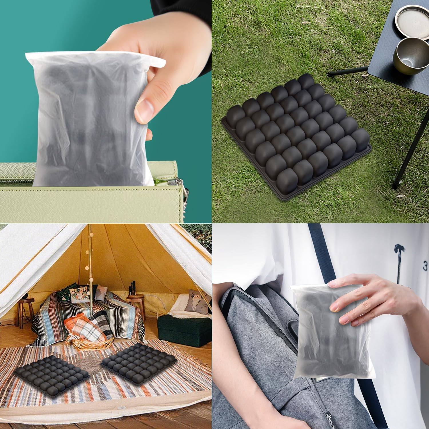 Sluxjet Travel Cushion, 3D 36 Air Cells Plane Cushion, Manual Press Inflatable Seat Cushion for Airplane, Office Chair, Travel Car Seat, Wheelchair Accessories, Black image number 5