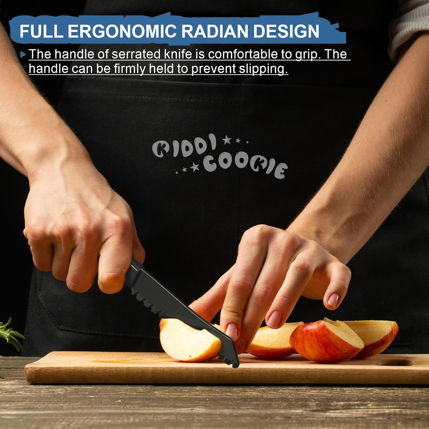 2 Pcs Plastic Knife for Nonstick Pans Lettuce Knife with Serrated Blade Plastic Knife Set for Cutting Fruits, Veggies and Bread, Black and Grey image number 1