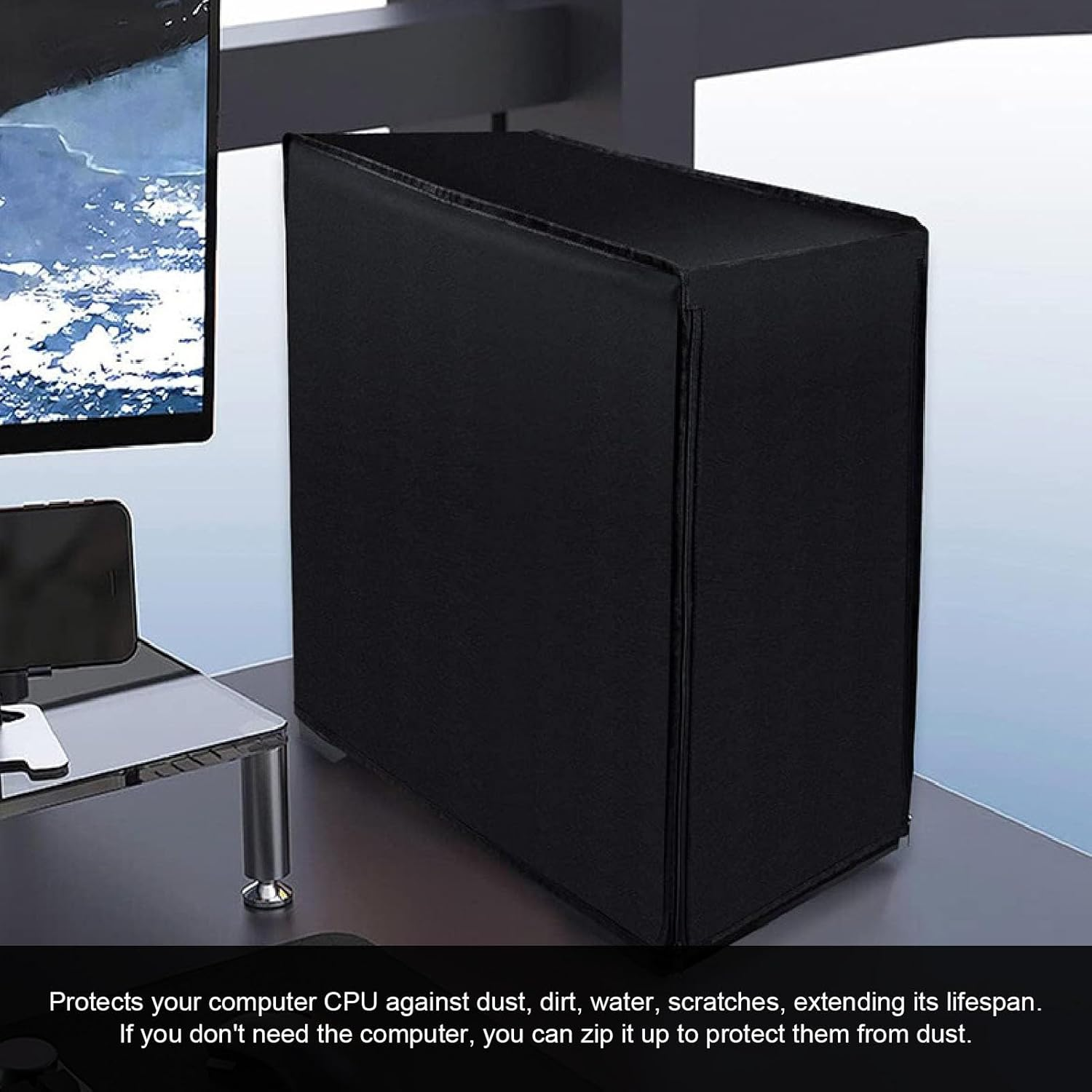 Computer CPU Dust Cover, Mid Tower Case Protector, Host Dust Water Resistant Cover, Gaming Computer Desktop PC Mid Tower Jacket Protector, Desktop Host Protector Sleeve