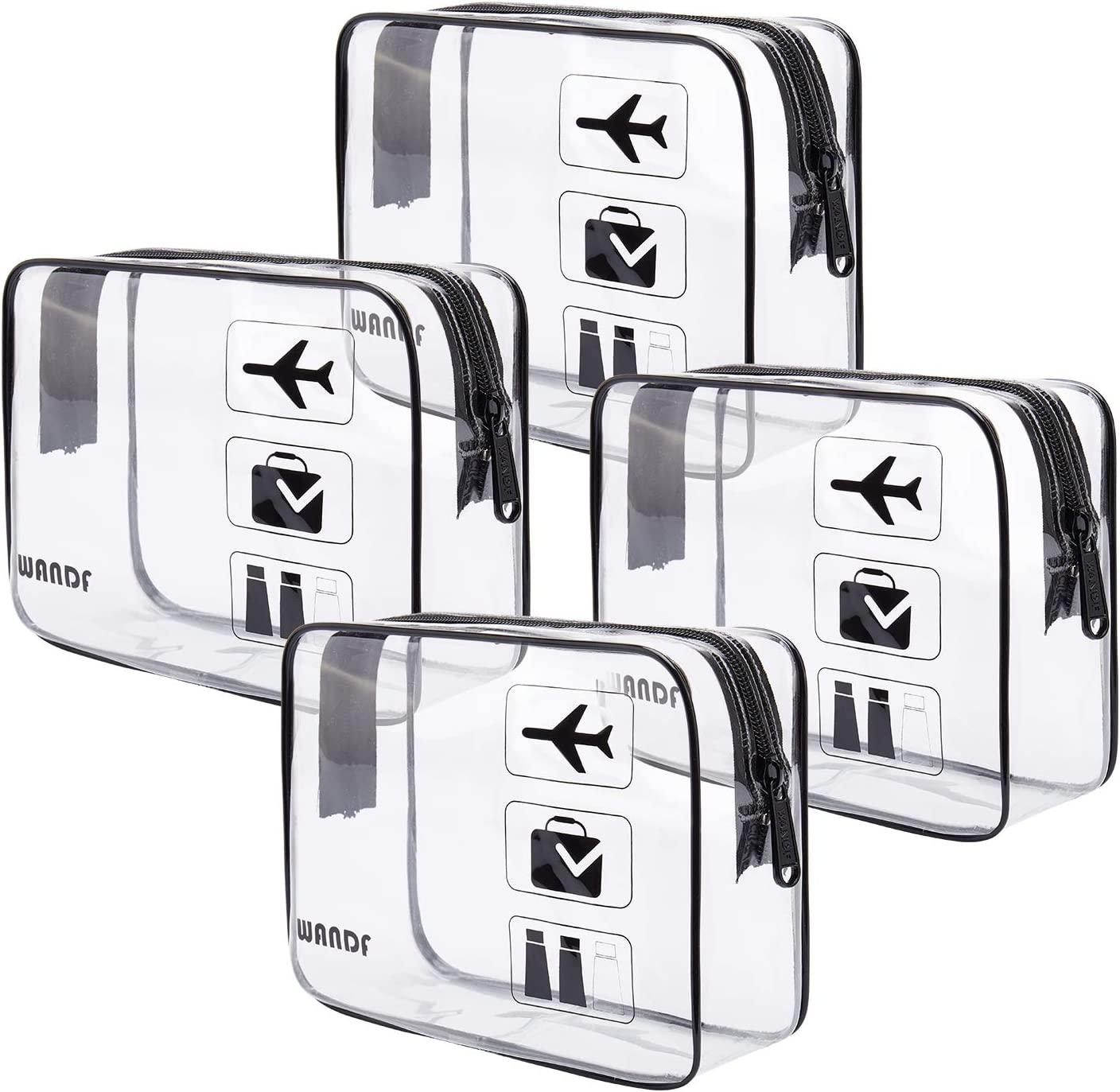 TSA Approved Clear Travel Toiletry Bag Wih Zippers Carry-On Travel Accessories Quart Size Toiletries Cosmetic Pouch Makeup Bags for Men and Women (2 Pcs)