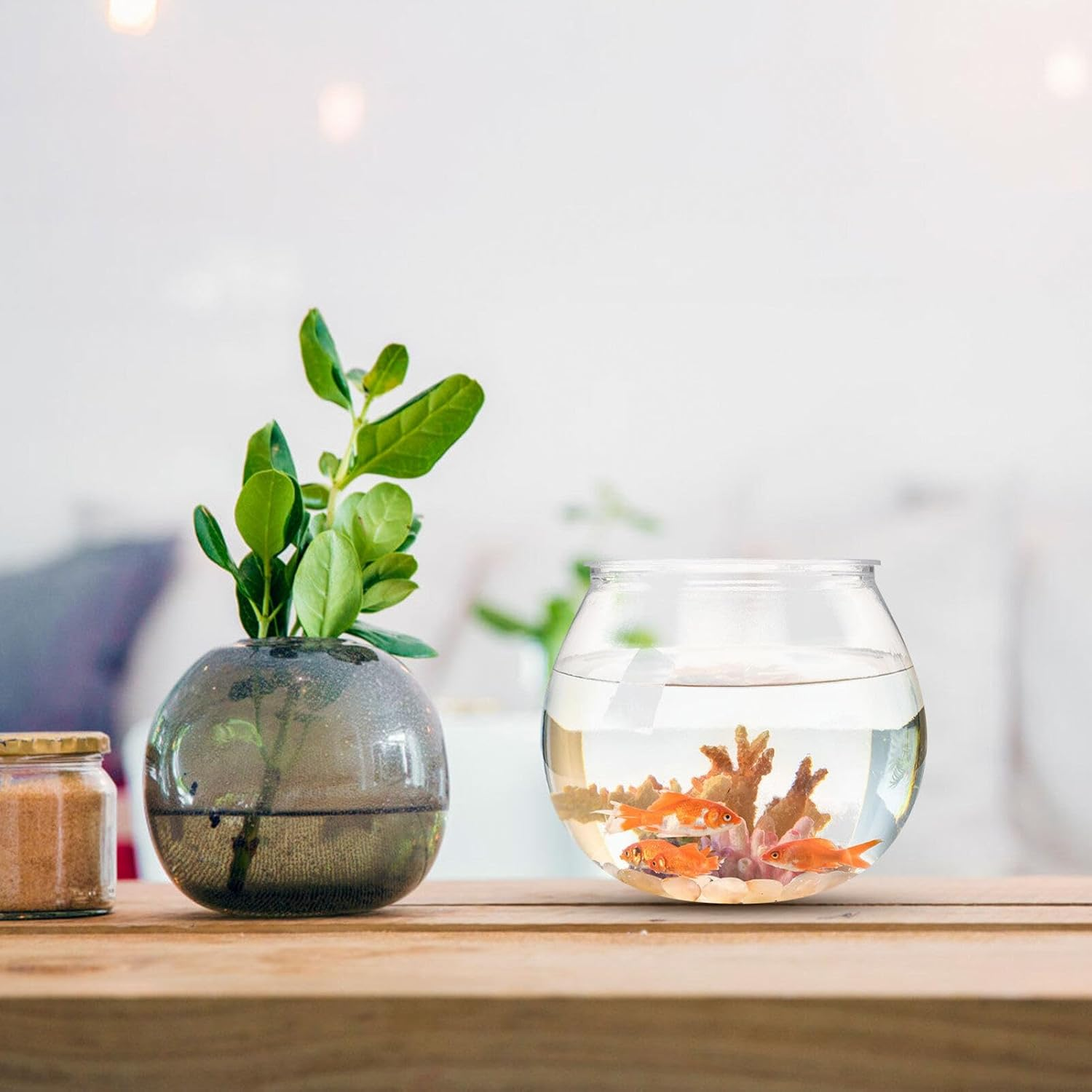 Veemoon 3Pcs Goldfish Bowl Aquatic Turtle Tank Office Fish Tank Desk Fish Tank Glass Vase Bowls Clear Glass Vases Fish Bowls Clear Plastic Fish Bowl Fishbowls Aquarium the Pet Travel Fine image number 3