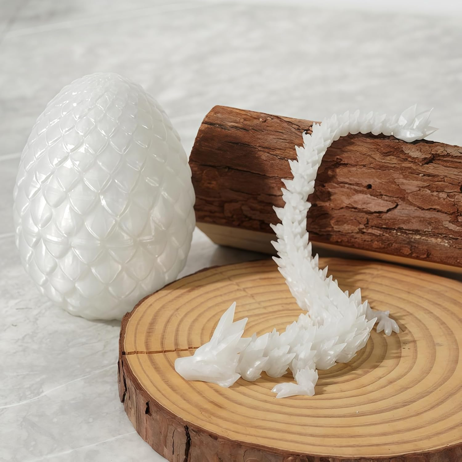 Glow in the Dark 3D Printed Dragon Egg with 12 Inch, Articulated Dragon Toys for Kids Dino Party Favors,Dragon Birthday Decorations for Kids (Luminous) image number 1