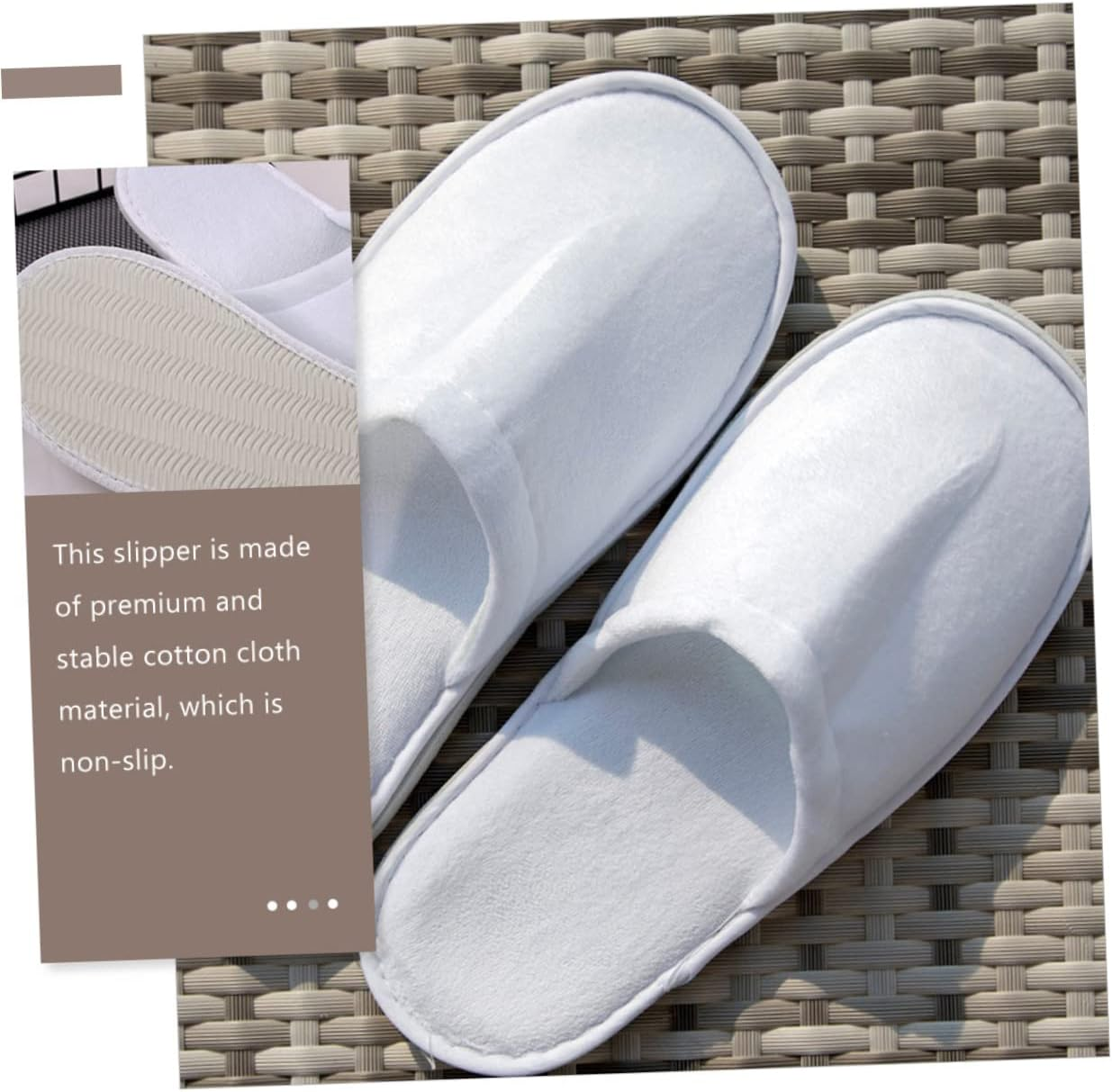 NIYANGLE 10Pairs Slip Slippers Indoor Outdoor Spa Unisex House Slippers Fuzzy Disposable image number 6