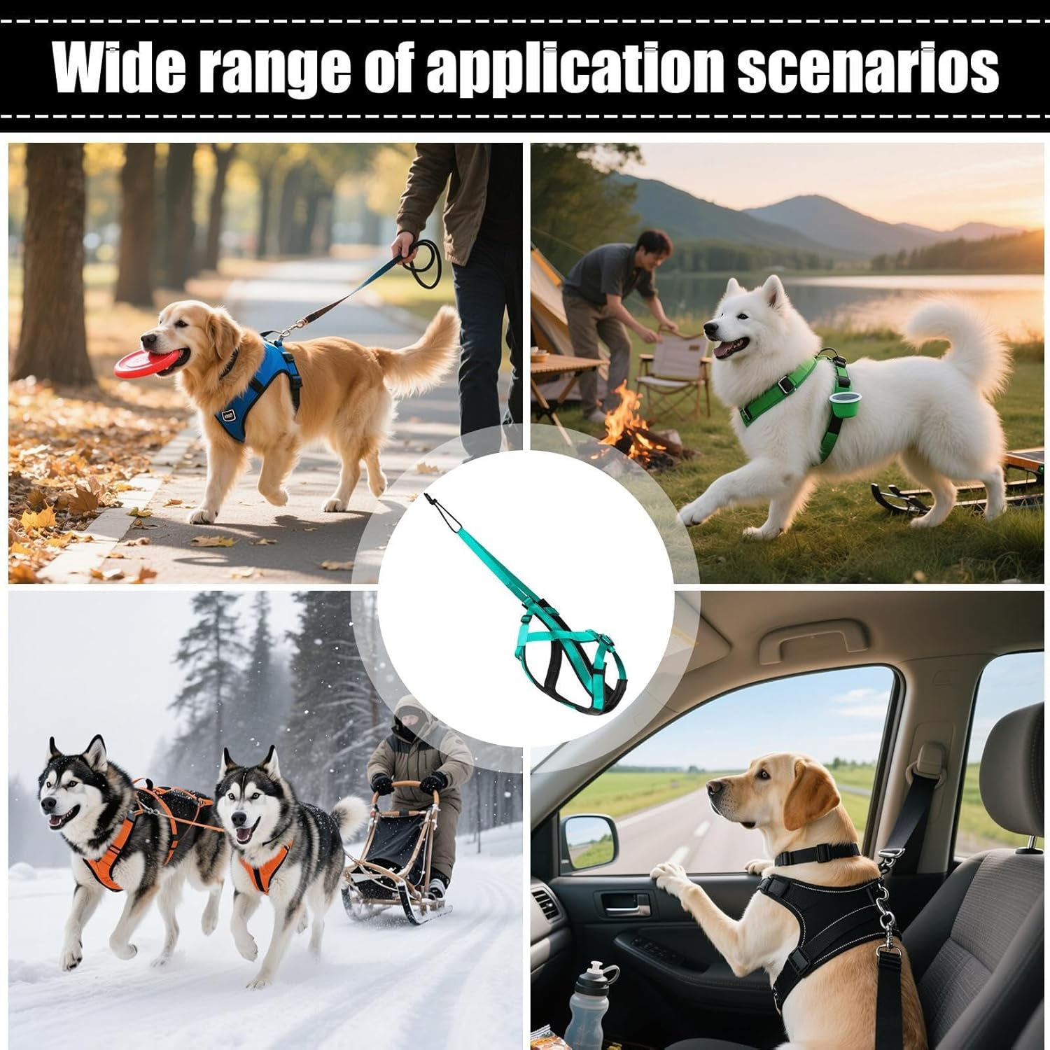 Pulling Harness for Dogs | Reflective Big Dog Harness,Comfortable Adjustable Strap for Sled Training Walking Pulling Exercise Outdoor Activities image number 6