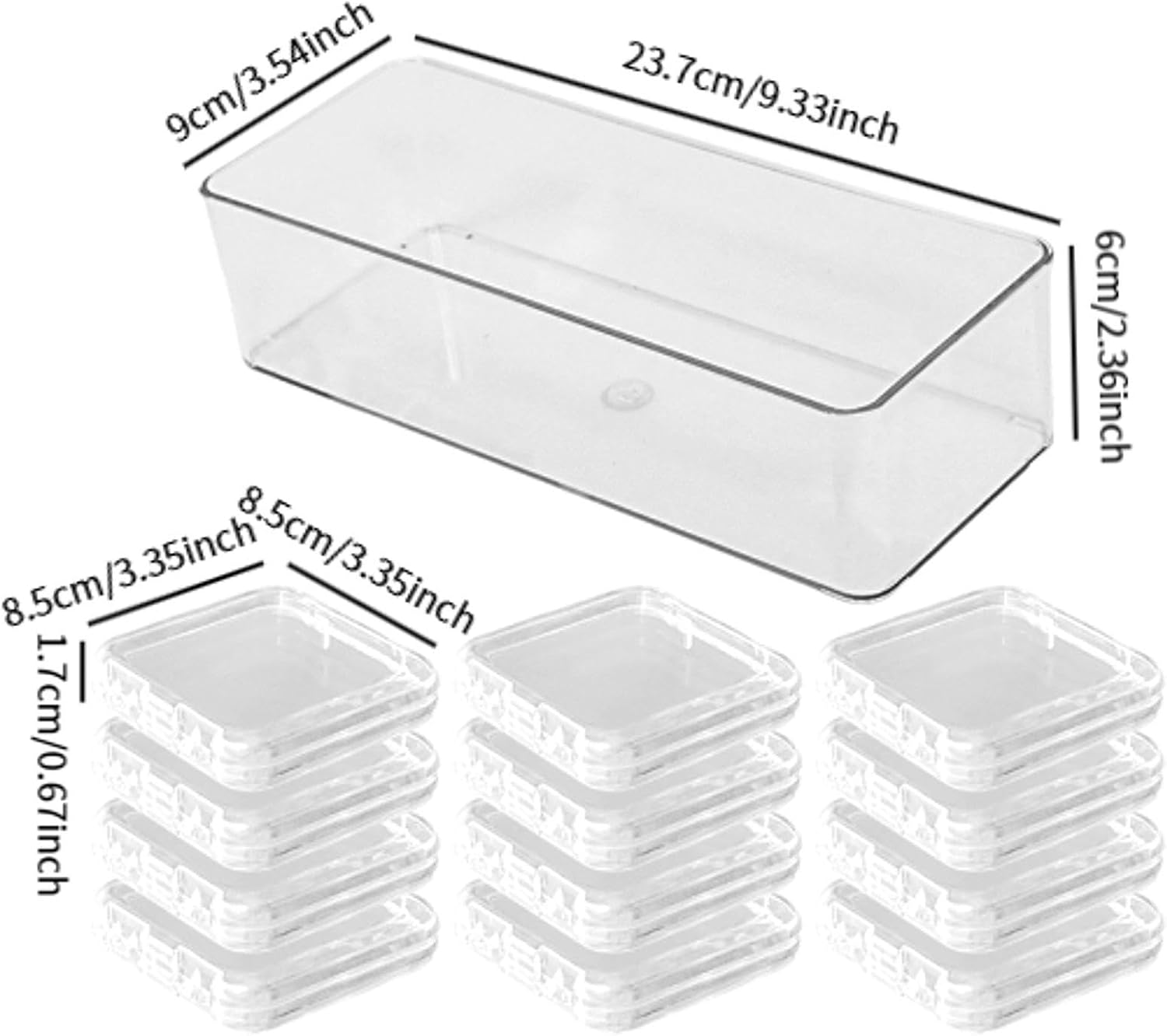 Eigell Press on Nail Storage Box Set False Nail Organizer Transparent Multipurpose Business Nails Packaging Box Display Case, Long Box - Long Box image number 3