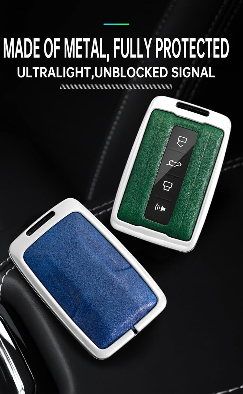 Ontto Alloy Car Key Fob Cover Fit for Great Wall GWM WEY TANK 300 500 Tank300 Tank500 Smart Leather Key Case Keyring Key Shell Holder Bag Keychain image number 2