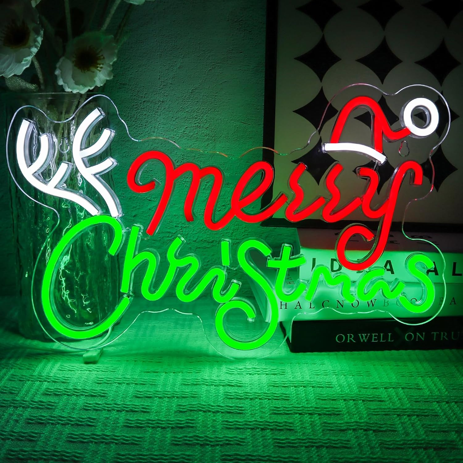 OYCGZV Merry Christmas Neon Sign for Wall Decor - Santa Neon Light for Bedroom Dimmable USB Led Sign for Christmas New Year Party Home Living Room Restaurant Bar Club Store Business