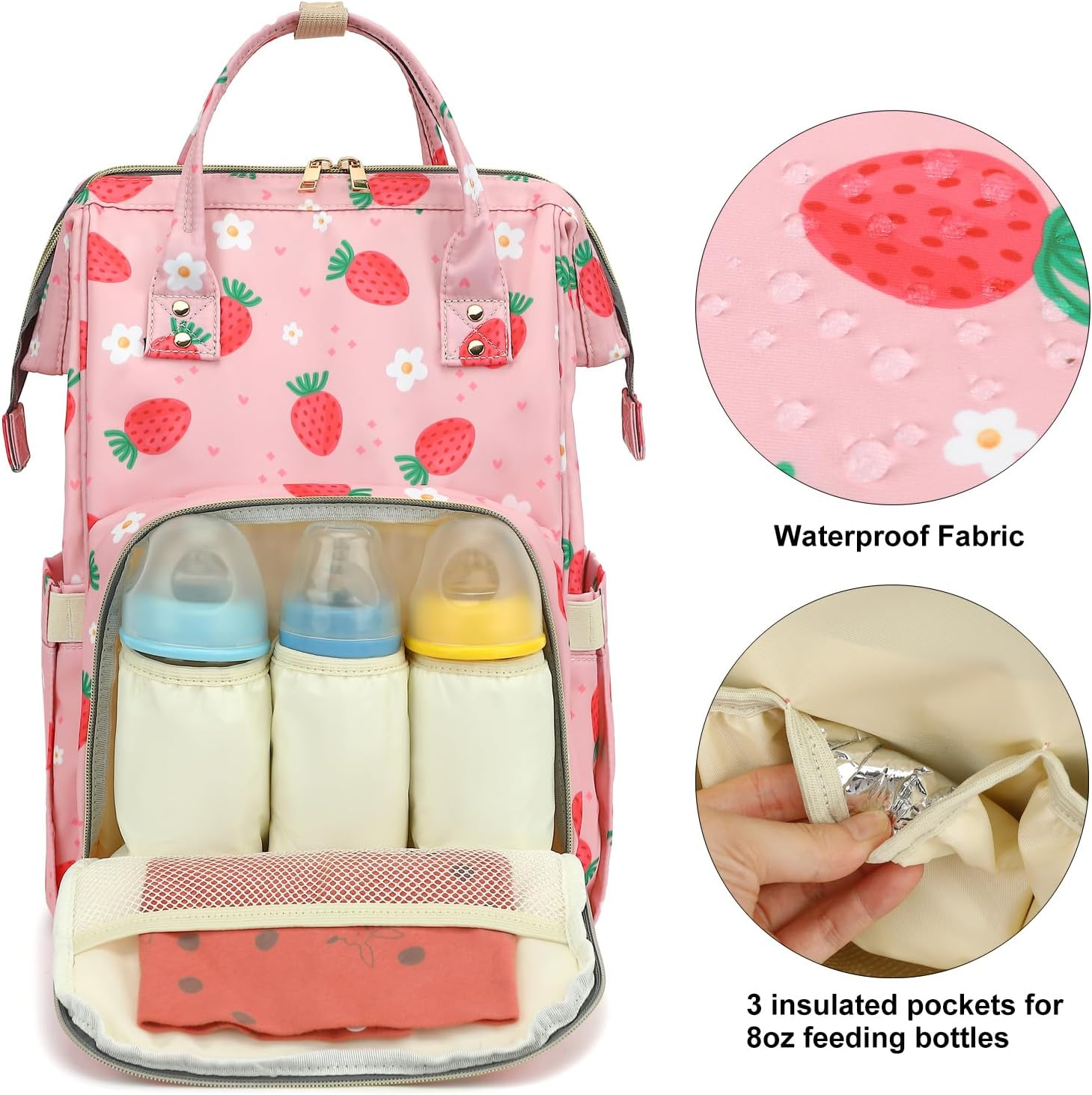 Baby Diaper Bag Backpack for Girls Boys, Xunteny Waterproof Large Maternity Nappy Bags for Mom - Cow Print image number 7