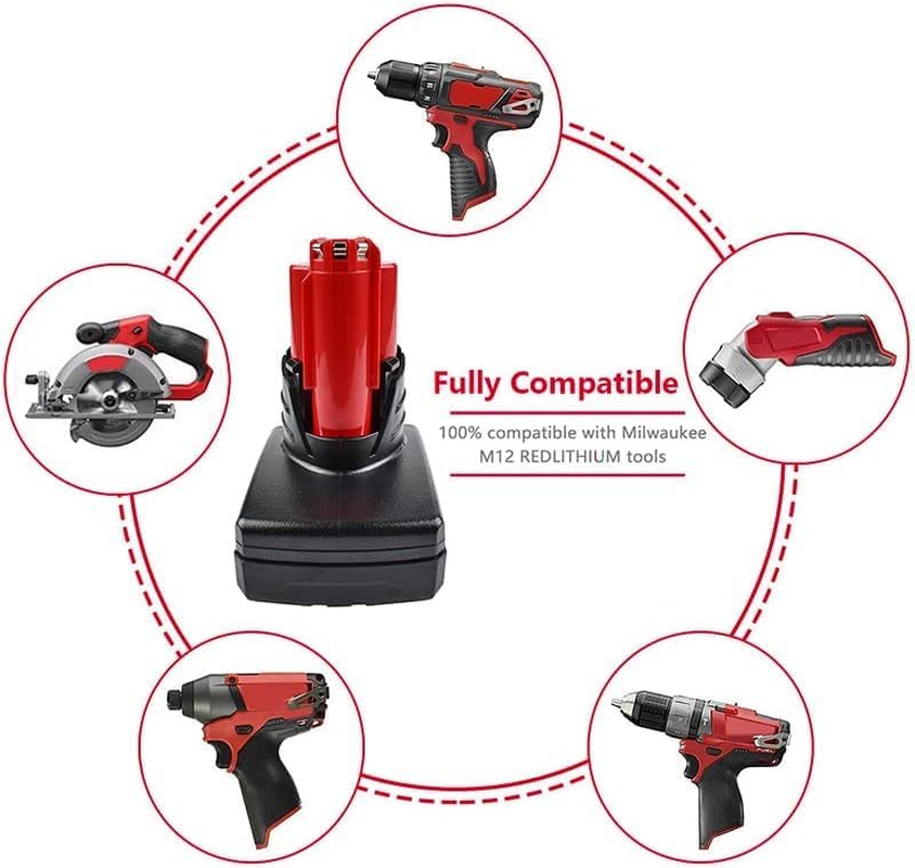Tavice 6.0Ah Battery Compatible for Milwaukee M12 Tools | 48-11-2440 48-11-2412 48-11-2402 Lithium Ion Battery for Milwaukee M12 Xc REDLITHIUM 48-11-2430 & More 12 Volt Cordless Tools image number 6
