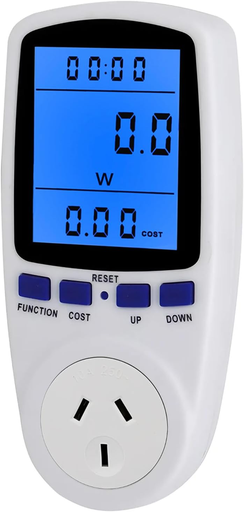 240V Electricity Usage Monitor Plug Power Watt Voltage Amps Meter with Backlight Digital LCD Display, Overload Protection and 7 Display Modes for Energy Saving, AU Plug image number 6