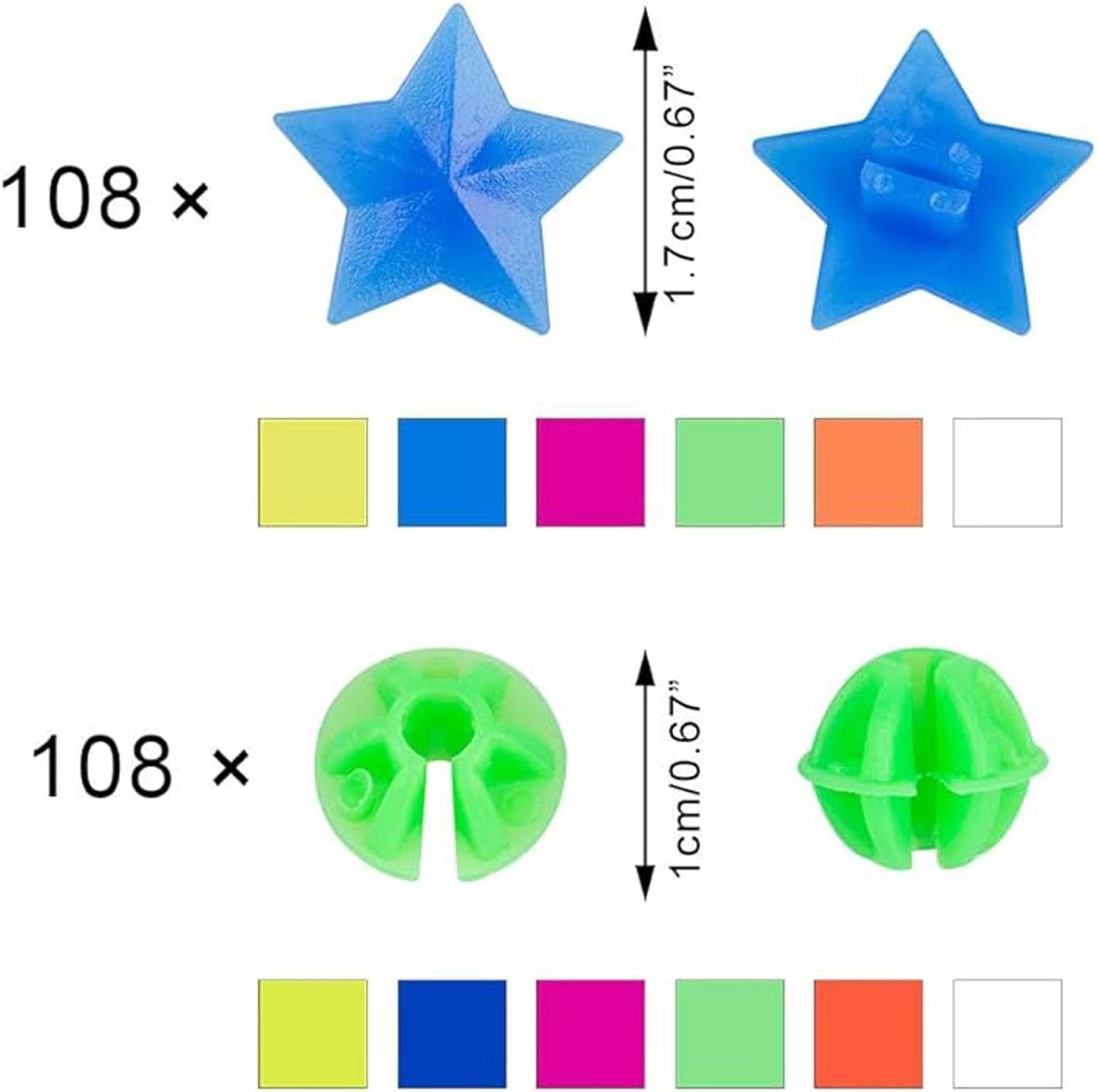 LYSAIMG 216 Pcs Assorted Colors Bike Spokey,Bicycle Wheel Spoke Bead,Bicycle Clip round Beads and Star Wheel Spokes Accessories for Bike Decorations image number 2