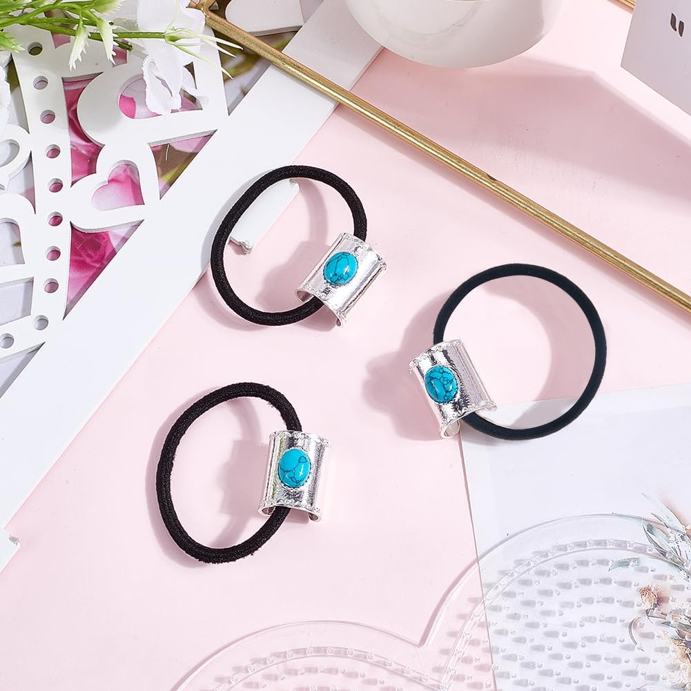 CABODYALS Pack of 3 Boho Western Style Decorative Ponytail Holders Made of Metal Vintage Turquoise Hair Bobbles Bracelet Cowgirl Hair Bands Rope with Box for Women Outfit Dress Party Accessories image number 6