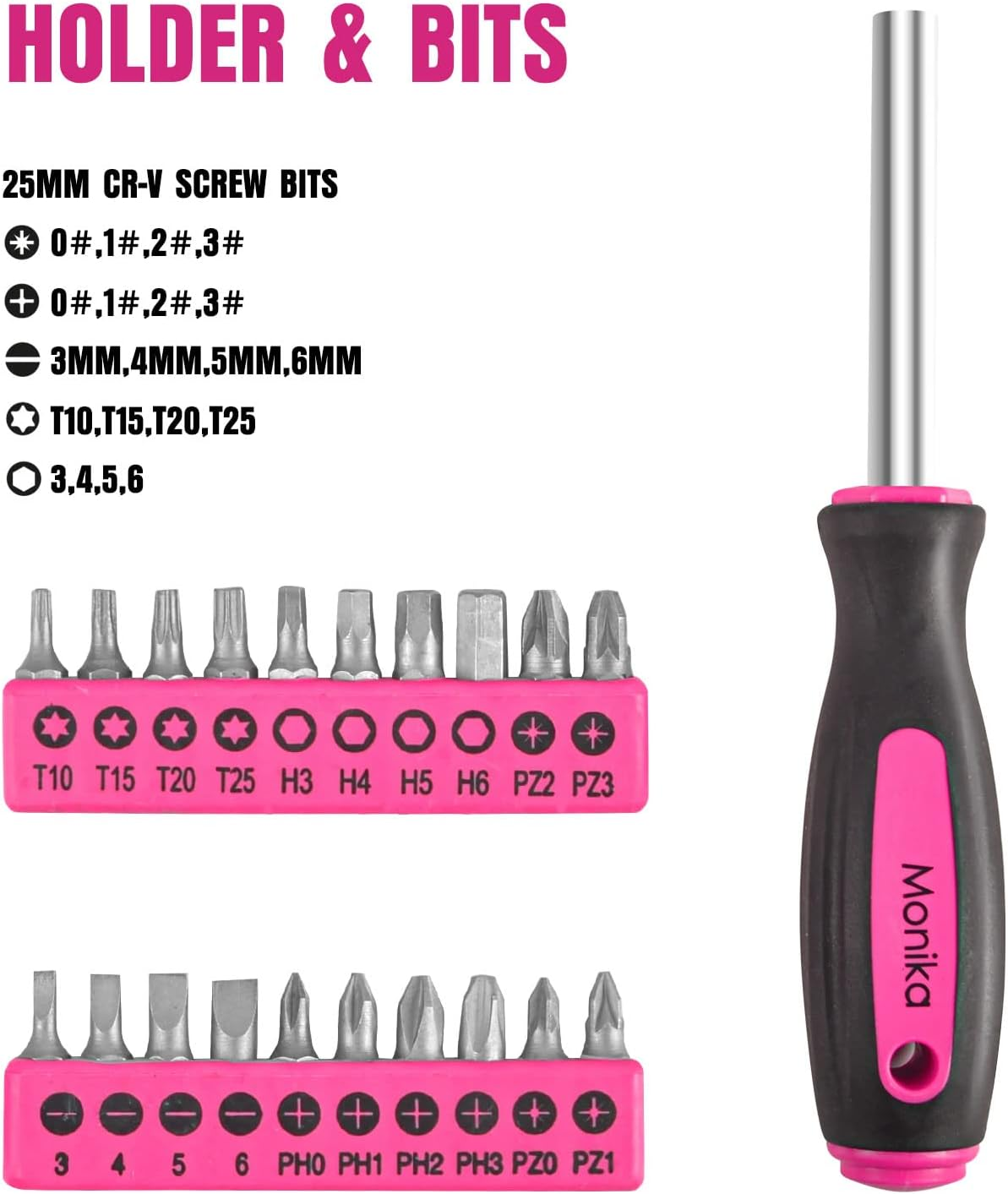 Monika 159PCS Pink Tool Kit Portable Household Tool Set Multi-Functional Repair Tool for Household Repair Removal Maintenance General Household Hand Tool Kit with Storage Case image number 6