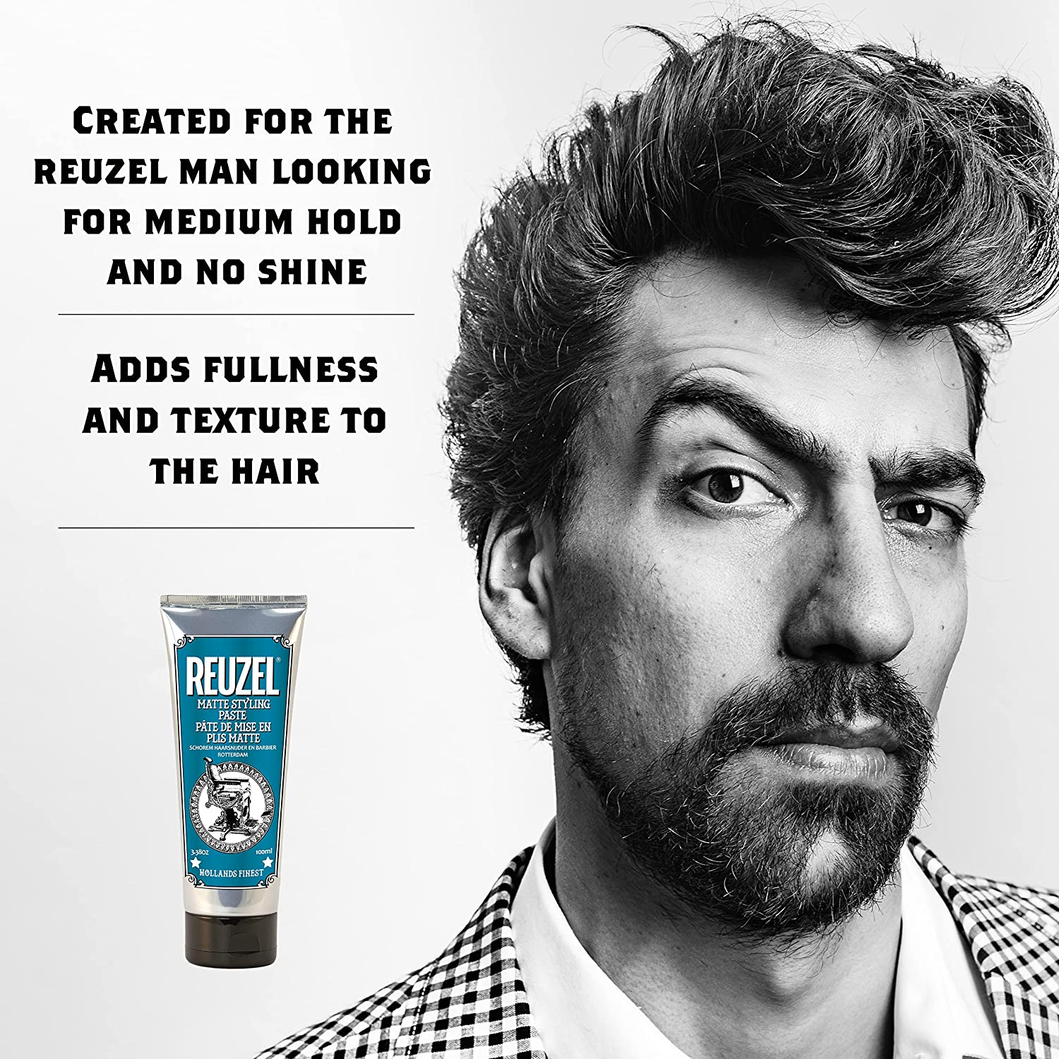 Reuzel Matte Styling Paste - Medium, Pliable Hold - Adds Thickness, Fullness, and Texture to Hair - Contains Moisturizing Oils - Easy to Use - No Shine - Water-Soluble for Easy Rinsing - 100 Ml image number 3