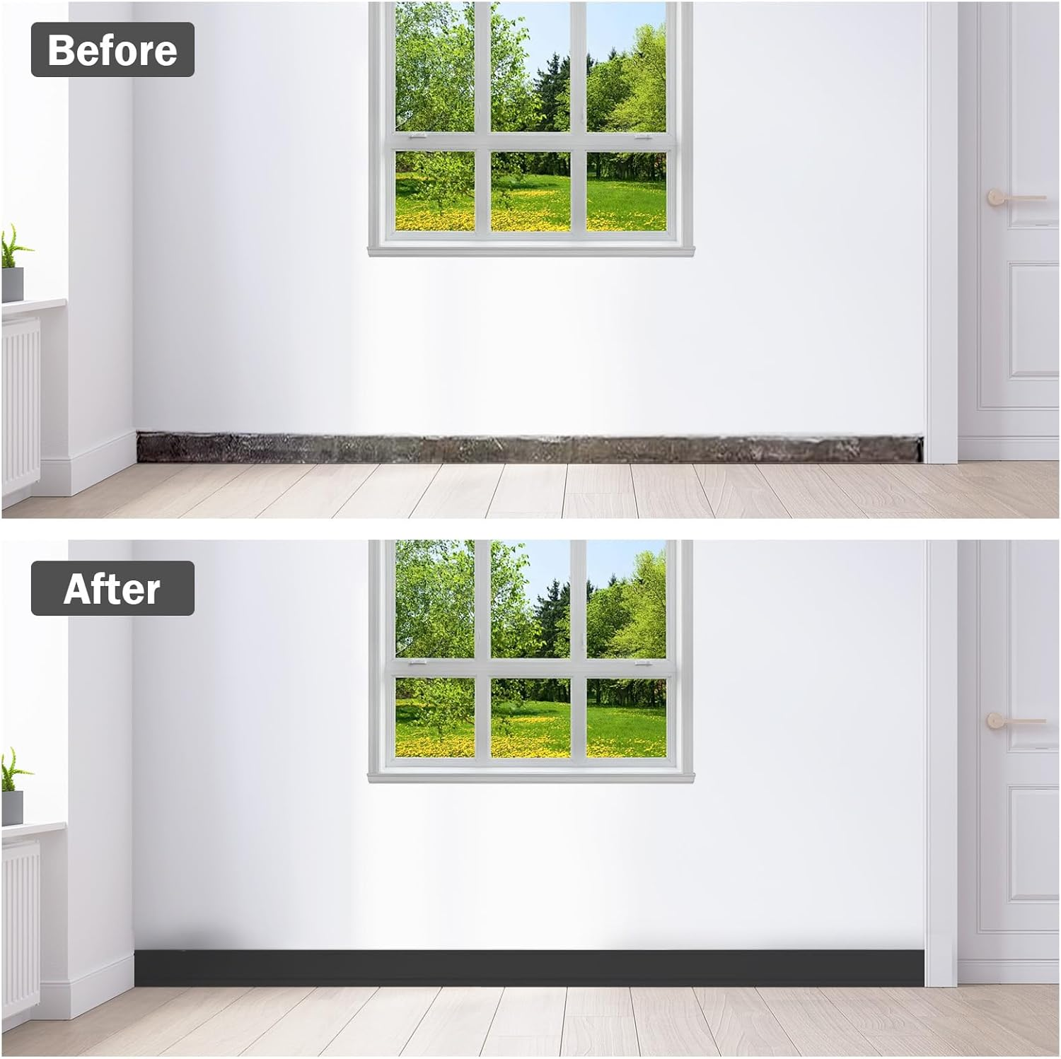 3.0 M PVC Soft Skirting Board, Self-Adhesive, Skirting Board, Width 5 Cm, End Strip, Self-Adhesive Transition Profile for Wall and Floor, Flexible Skirting Board for Kitchen, Bathroom and Living Room image number 4