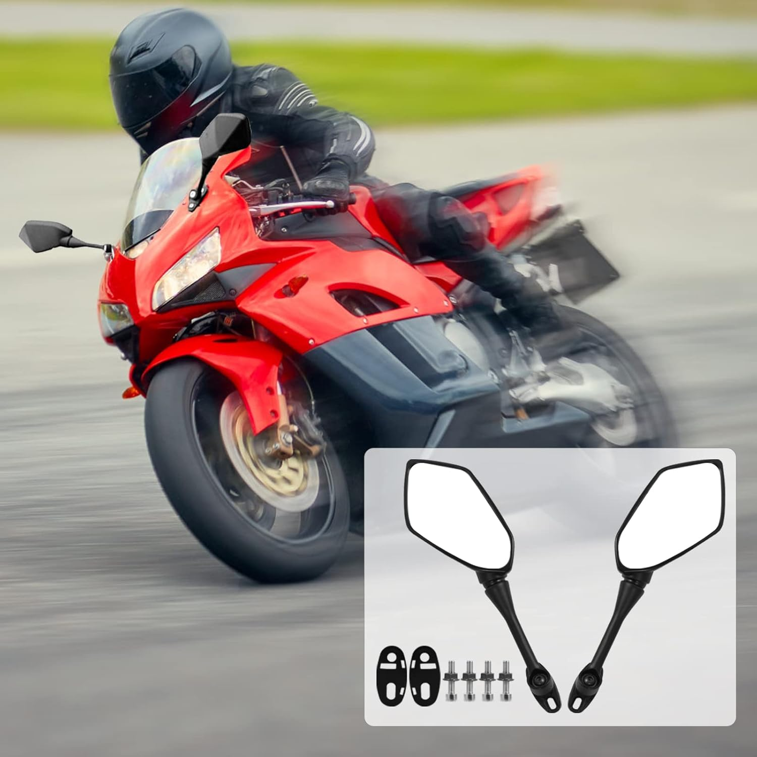 INKUDRI CBR600RR Mirrors CBR 600 F4 F4I Mirrors CBR250R CBR300R CBR500R CBR900RR CBR919 CBR929RR CBR954RR CBR1000RR VTR1000 VFR800 GT125R GT250R GT650R GT650S image number 3