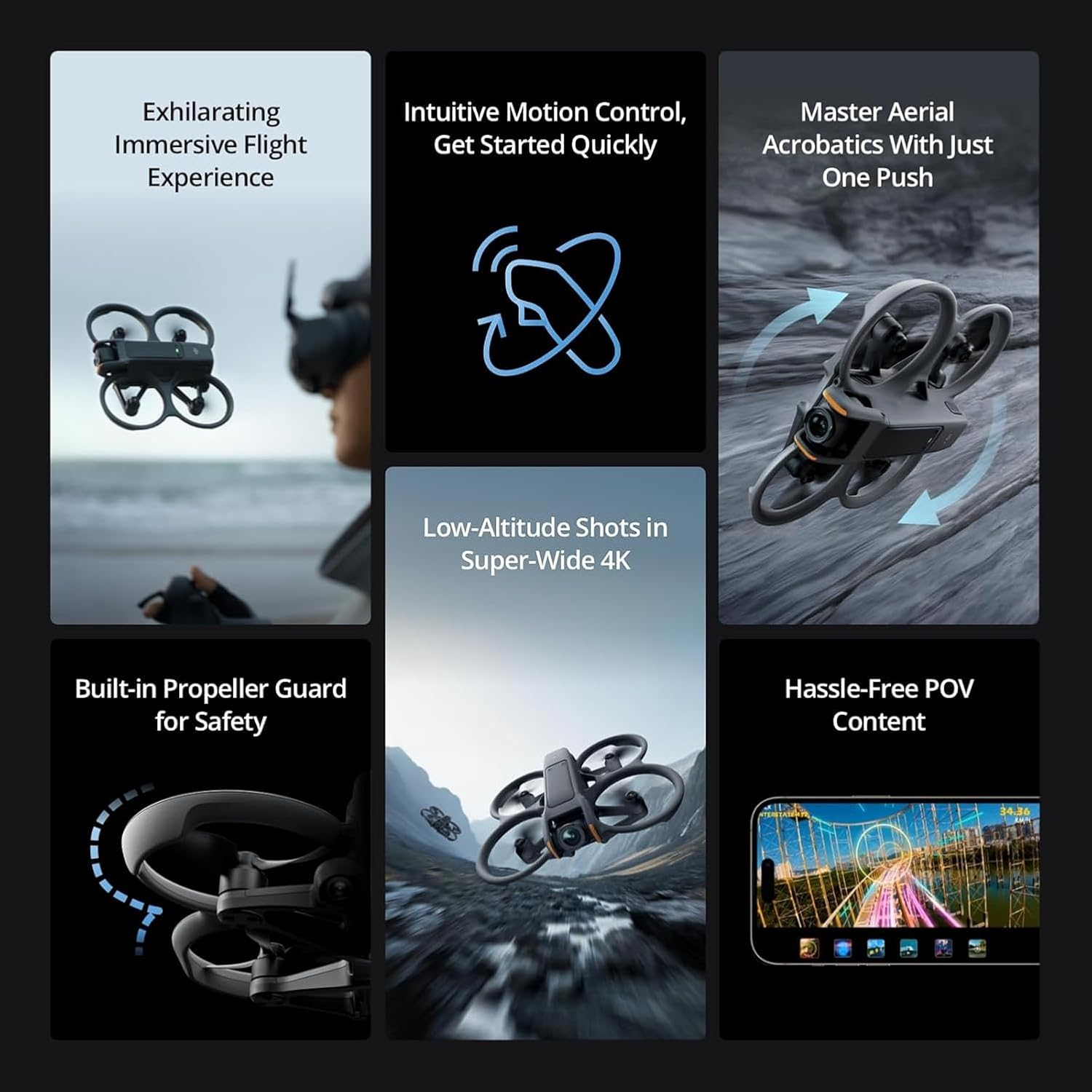 DJI Avata 2 (Drone Only), FPV Drone with Camera 4K, Immersive Flight Experience, Built-In Propeller Guard, Easy Flip/Roll, Super-Wide 155&deg; FOV, Compatible with RC Motion 3, POV Content Camera Drone