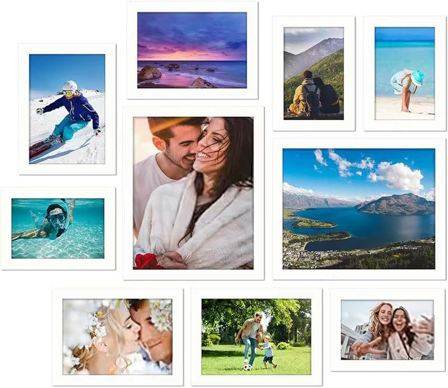 Picture Frames Collage Wall Decor 10 Pack,Gallery Wall Frame Set for Wall or Tabletop Display,Multi Sizes Including 25X20Cm, 18X13Cm, 15X10Cm Family Photo Frames (White) image number 1