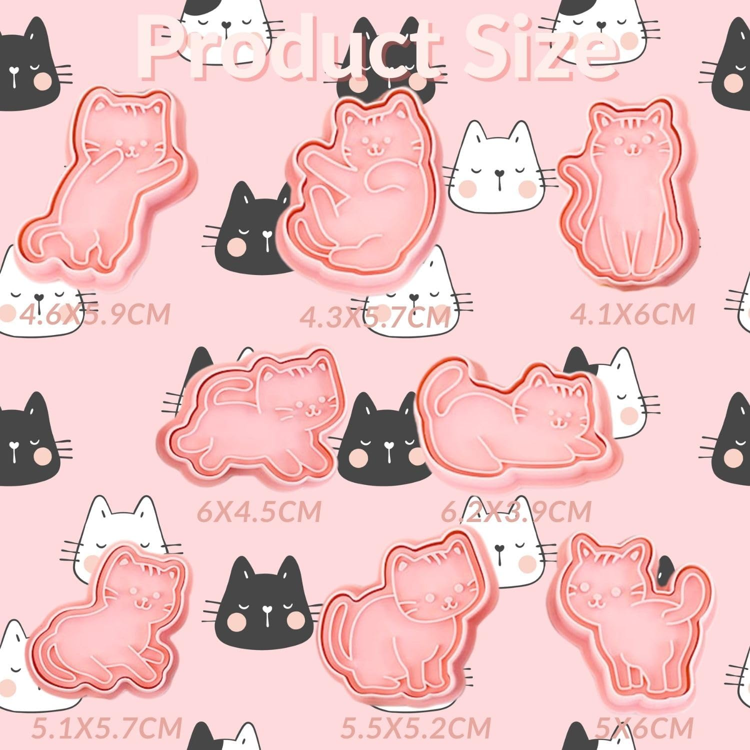 Crethinkaty Cat Cookie Cutters Set-8 Plastic Cookie Cutter Stamp- Cat Theme Fun Cookie Mold, Good for Making Cat Treats. image number 5