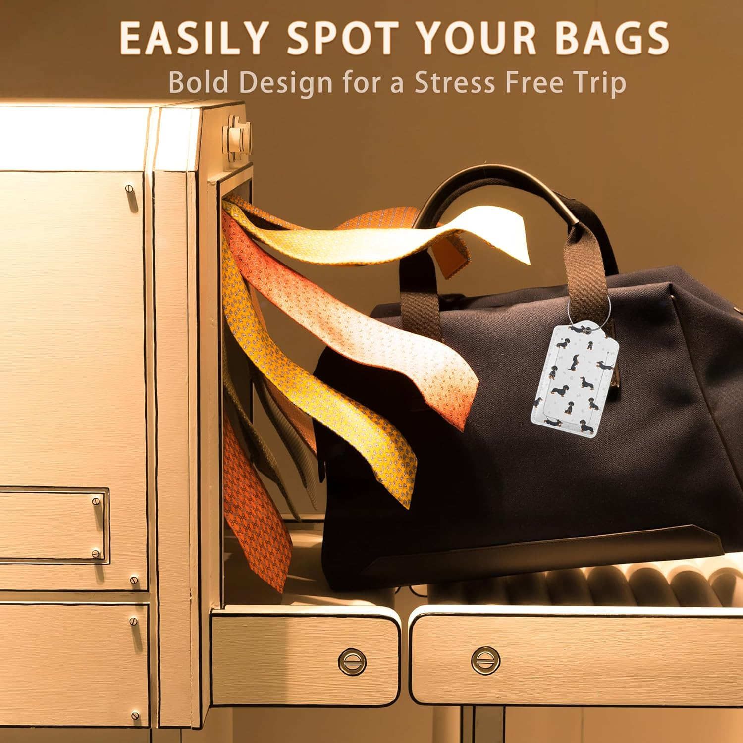 Dachshund Dog Paws Luggage Tags for Suitcase,Luggage Tag with Stainless Steel Loop Privacy Cover ID Label Travel Bag Luggage Identifiers for Women Men Travel,Set of 2