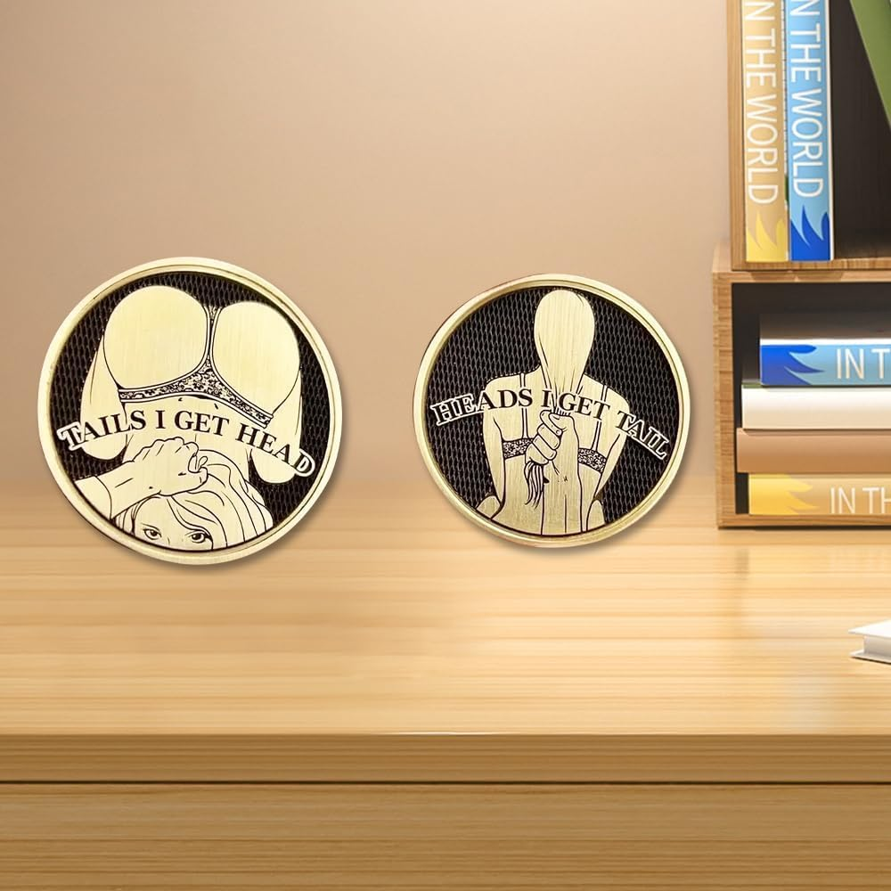 Funny Heads and Tails Coins, Heads I Get Tail - Tails I Get Head Double Side Adult Sexy Coin - Adult'S Challenge Coins,Challenge Coin,Funny Prank for Men Women Date Night Ideas,Commemorative Coins image number 2