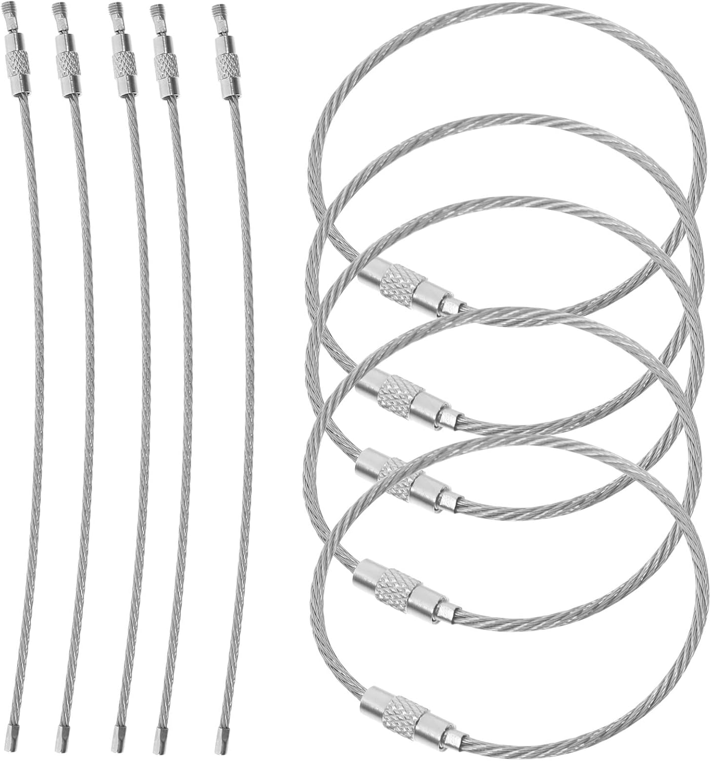 10Pcs Stainless Steel Wire Key Rings with Twist Lock Mechanism for Secure Key Organization Versatile Luggage Tags and Travel Gear Clips Lightweight Cable Loops for Men and Outdoor image number 1