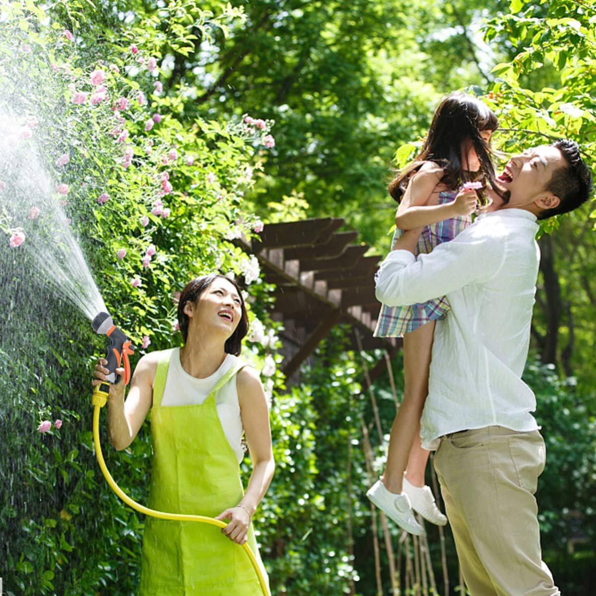 8 Adjustable Watering Patterns Garden Hose Nozzle - Slip Resistant Water Spray Nozzle for Plants, Lawn, Garden - Perfect for Washing Cars, Cleaning, and Showering Pets image number 3