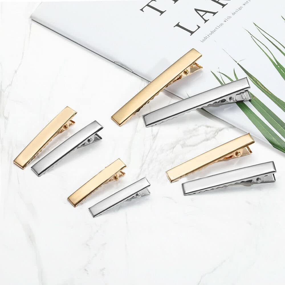 50Pcs DIY Hair Clips Blank Alligator Silver Gold Metal Accessories Kid Women 41Mm Gold image number 4