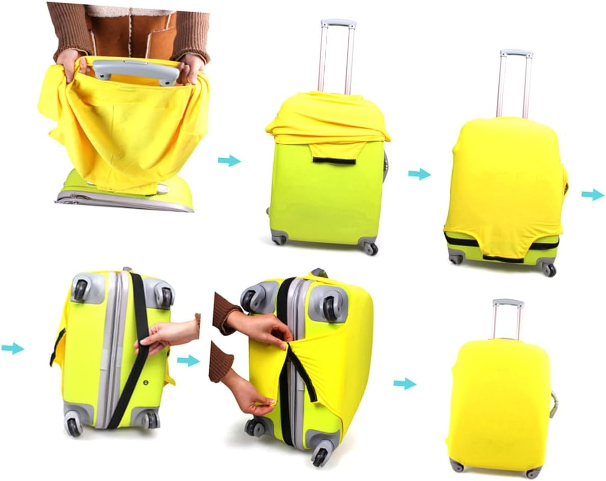 Hoement Elastic Yellow Luggage Cover for Suitcase Dustproof Protective Travel Case Cover with High Stretch and Handle Access Suitcase Protector for Travel Gear image number 5