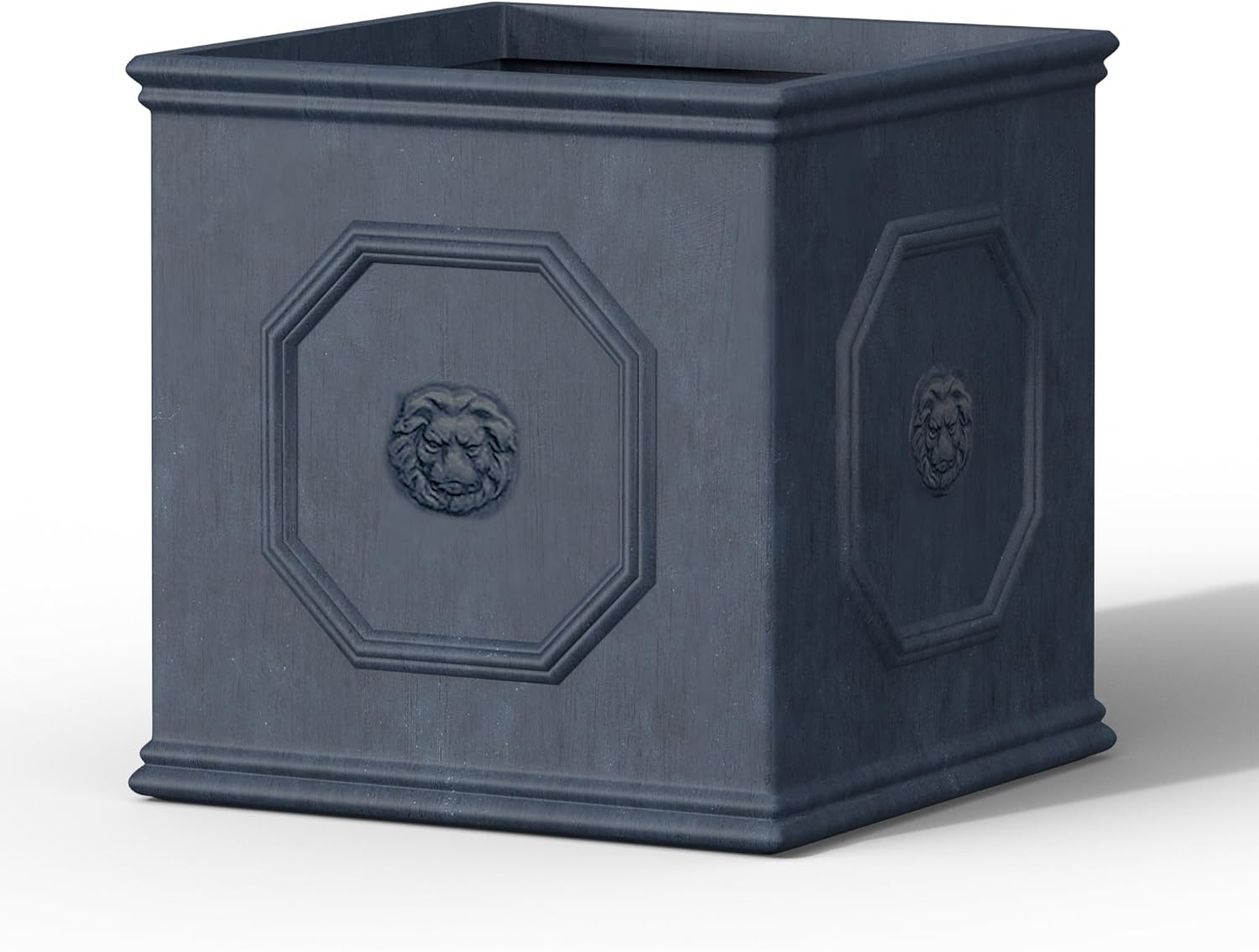 Kante RF0172B-C80451 Lightweight Classic Square English Style Lion Head Planter, Antique Gray
