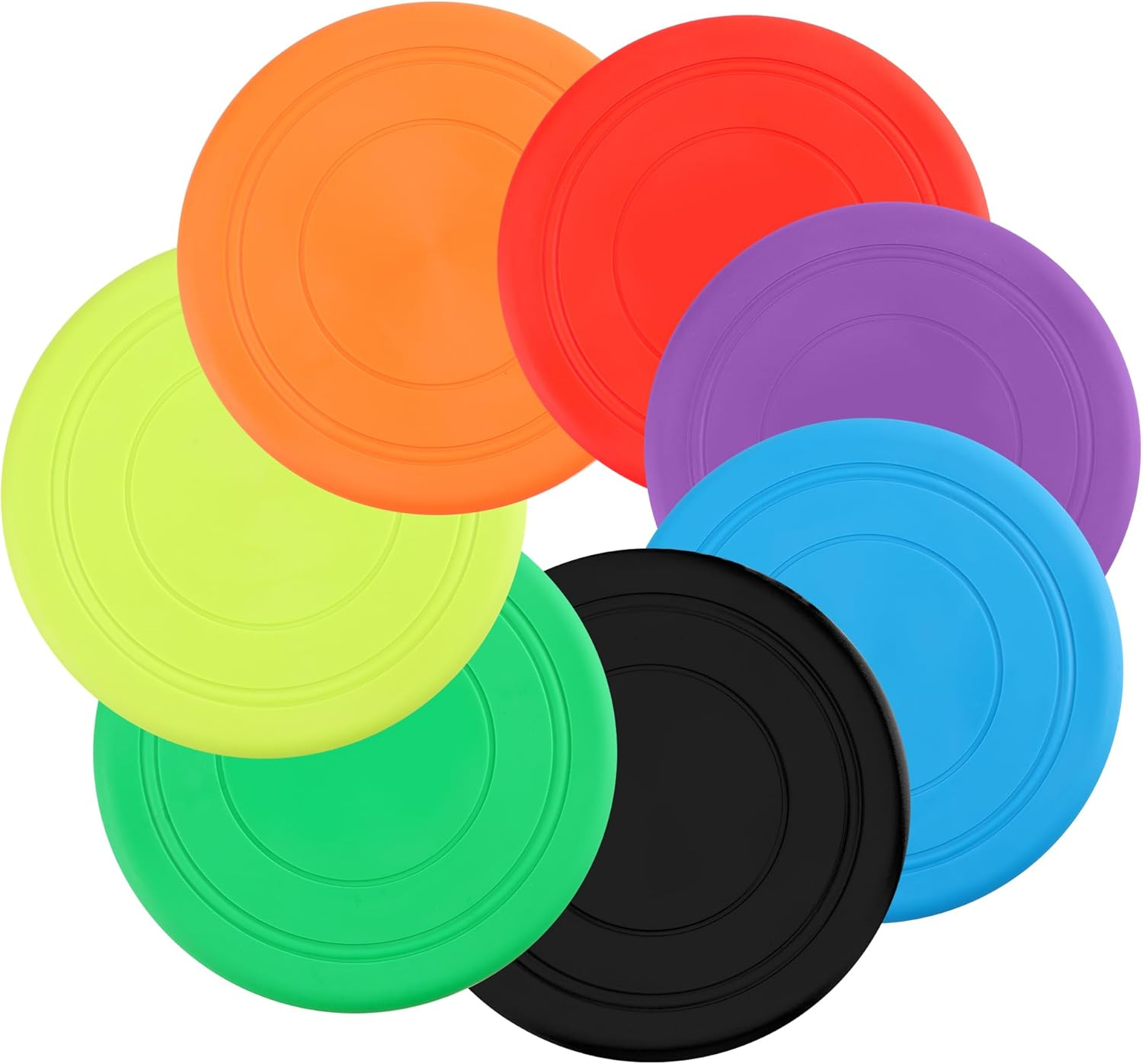 Yiliya Pack of 7 Dog Frisbees, 18 Cm Dog Disc, Dog Toy Frisbee, Rubber Frisbee, Dog Frisbee, Dog Training Dog Toy Set for Dog Training, Throwing, Catch and Play (7 Colours) image number 1