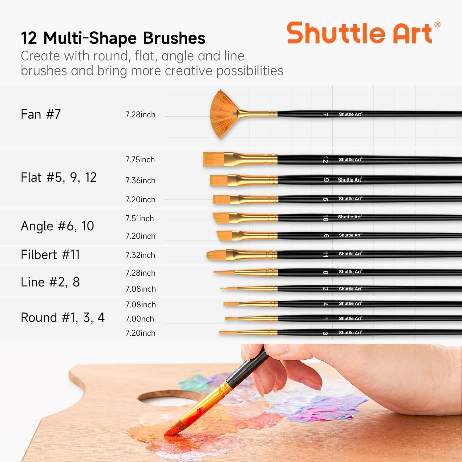 Shuttle Art 80 Pack Acrylic Paints Set, 78 Colours Acrylic Paint (2Oz,60Ml) with Extra White Black Piants & 12 Brushes, Rich Pigmented, Water Proof for Artists, Beginners on Canvas Rock Wood Ceramic