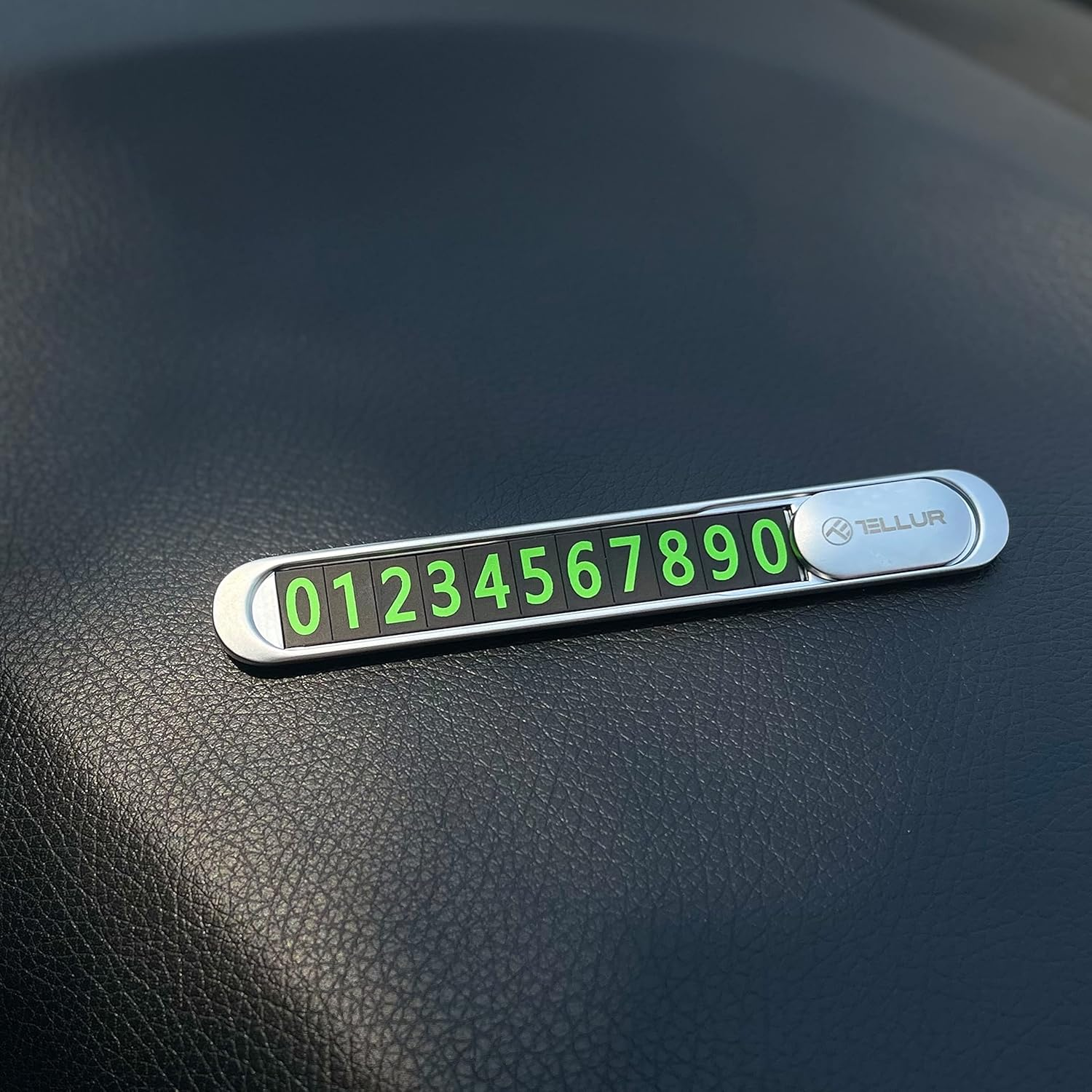 TELLUR Temporary Car Parking Phone Number Card, Metallic, Silver