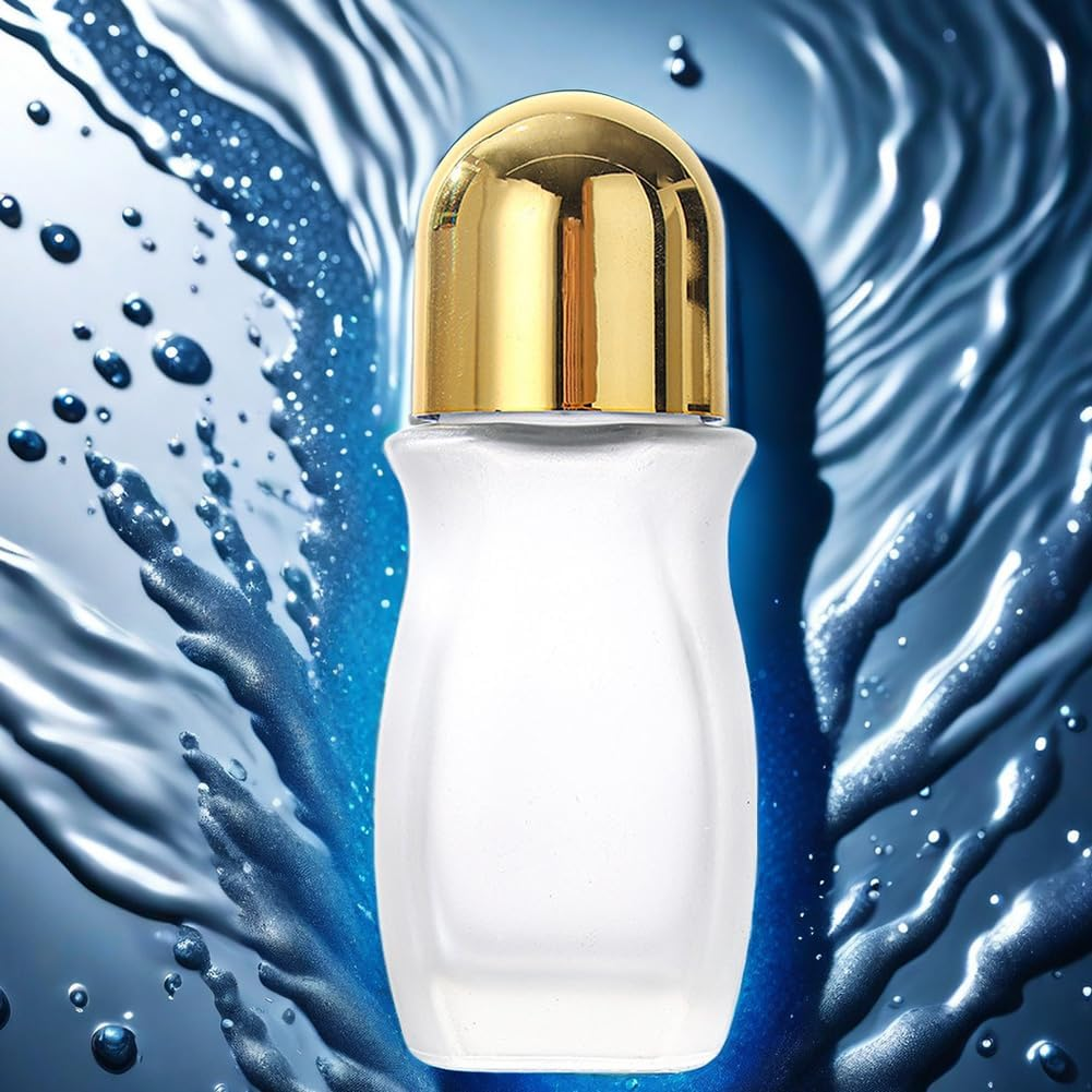 2Pcs 50Ml Glass Roller Bottles Large Empty Roller Ball Bottle Leak Proof Refillable Rollerball Bottles for Perfume Essential Oils Deodorant image number 4