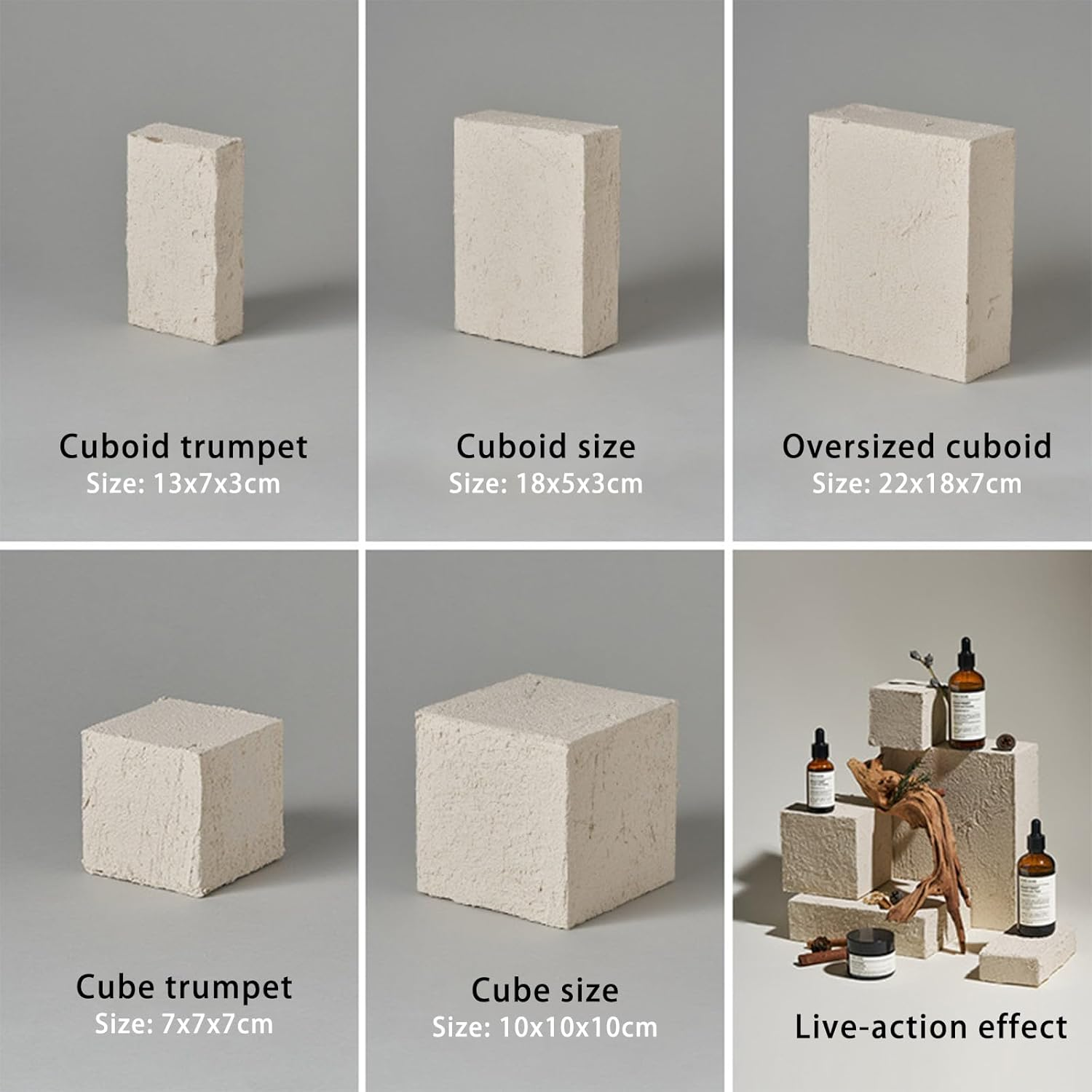 5PCS Original Design Product Photography Background Props Waterproof Grain White Wooden Hand Painting Geometric Cube Props for Photoshoot image number 3