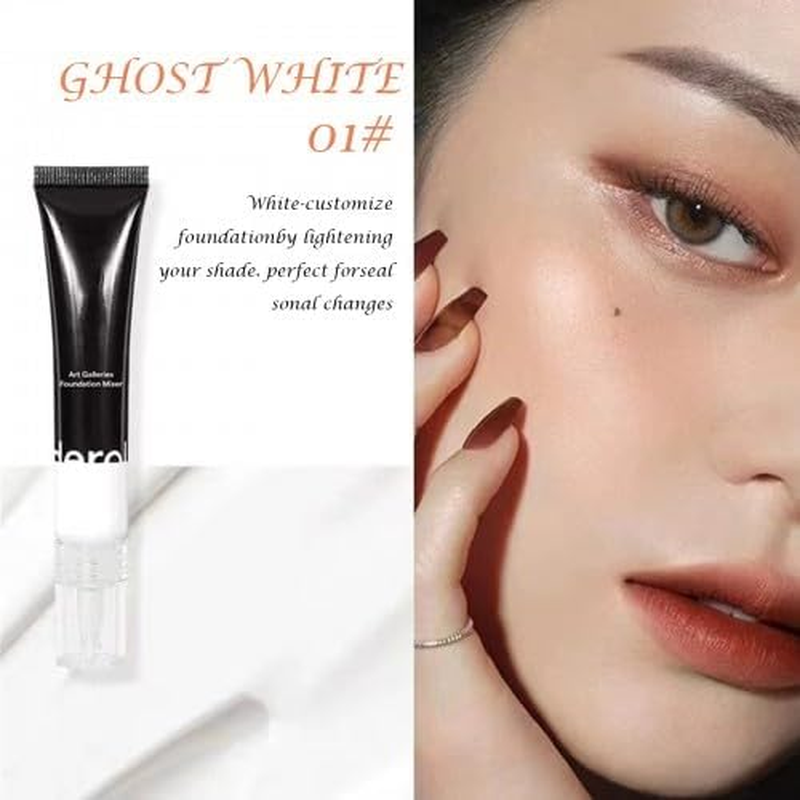 Foundation Color Corrector, Liquid Foundation Mixing Pigment, Lightweight and Easy to Blend with Foundation, Sweat-Proof Long Lasting Silky-Smooth Liquid Foundation, White