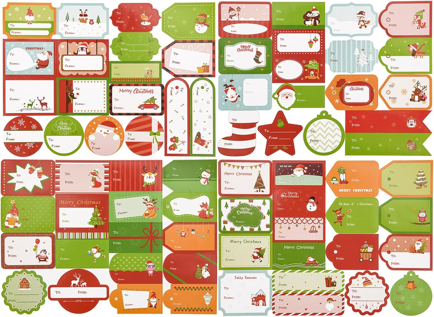 144 Pcs Christmas Label Stickers, Stickers Tags,Self Adhesive Gift Stickers Name Labels - Santa Claus, Snowman, Christmas Tree, Reindeer, Holiday Presents Labels for Christmas image number 2