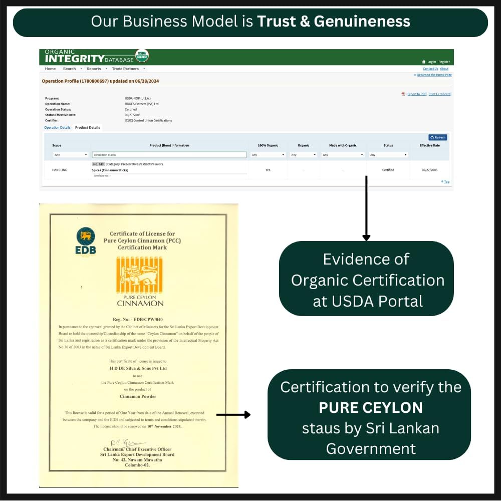 Ceylon Cinnamon Organic Powder | Product of Sri Lanka | 50G | USDA Certified - Halal Certified- Kosher Certified image number 3