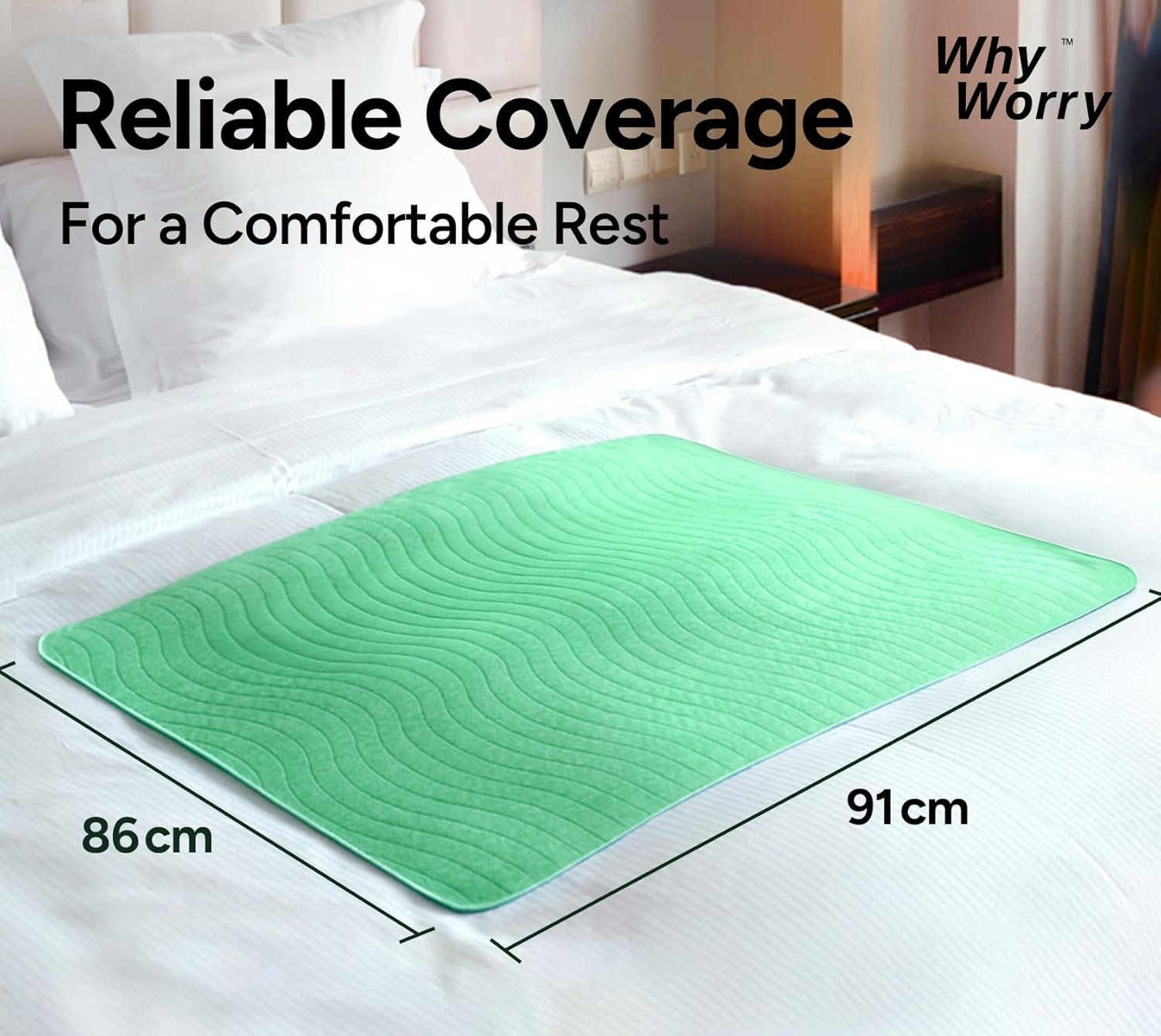 Whyworry Washable Bed Pads for Adult Incontinence, 86X91Cm (Pack of 4) Waterproof Mattress Protector for Bed Wetting, Heavy Absorbent Reusable Underpads for Elderly & Kids, Washable Pee Pads, Green image number 6