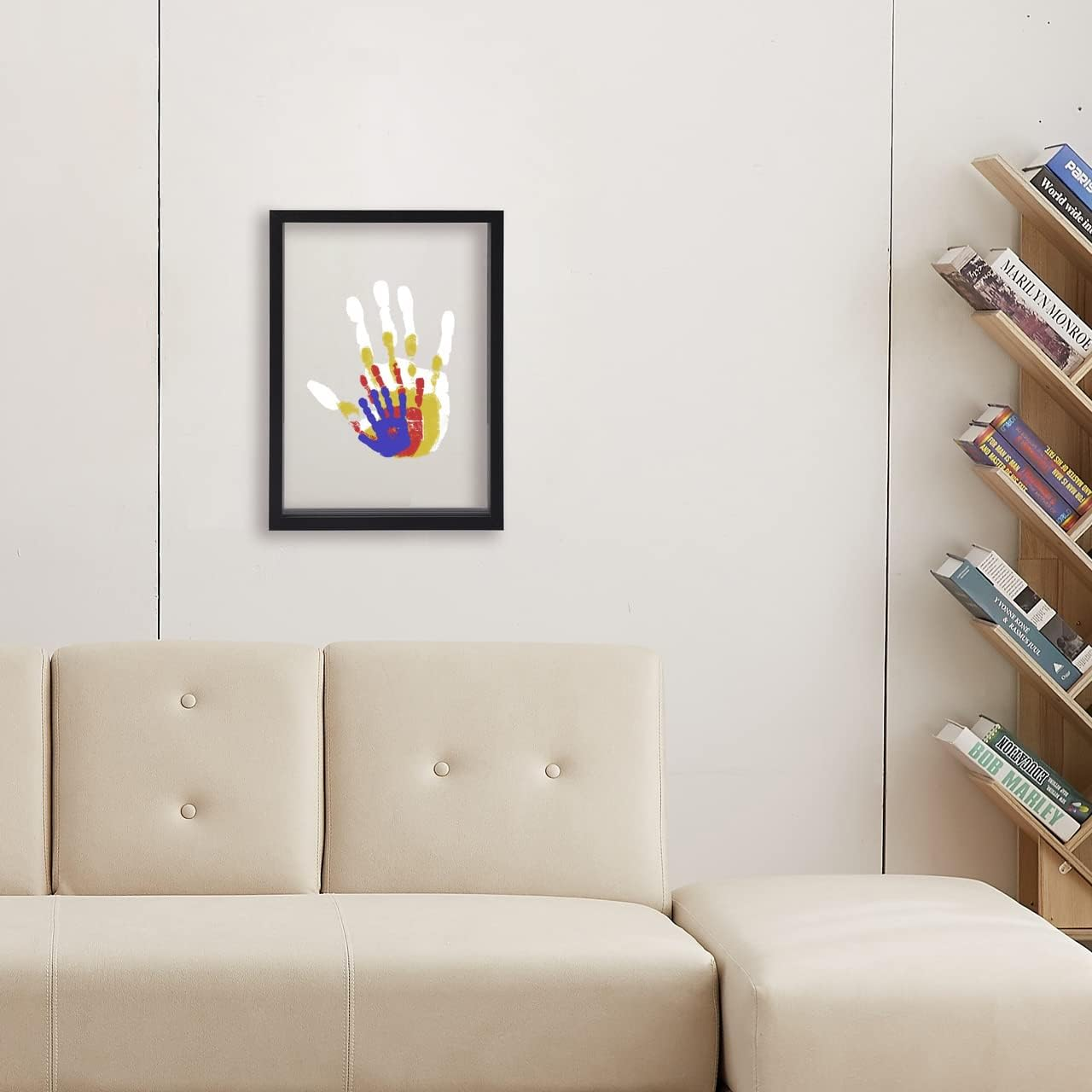 Family Handprint Kit, DIY Craft Keepsake Wooden Frame, Endless Gift Set, Non-Toxic Paints, Transparent Sheets (Black) image number 6
