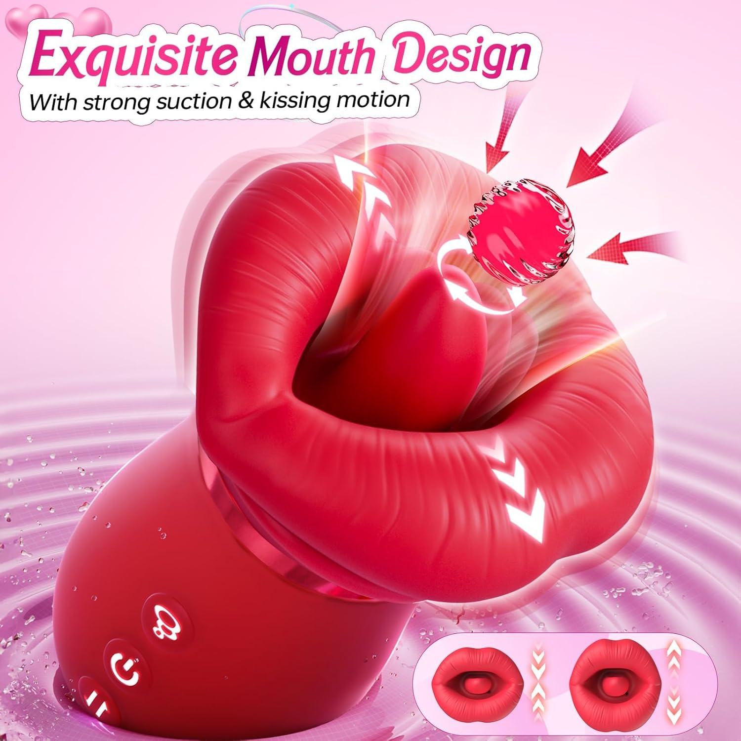 Vibrator Adult Sex Toys for Women -5IN1 Mouth Sucking Vibrator Rose Sex Toy, 10 Tongue Licking, 3 Auto & 1 Manual Sucking Adult Toys, Anal Clit Nipple Vibrators Female Couples Sex Toys (Button-Operated and App) image number 5