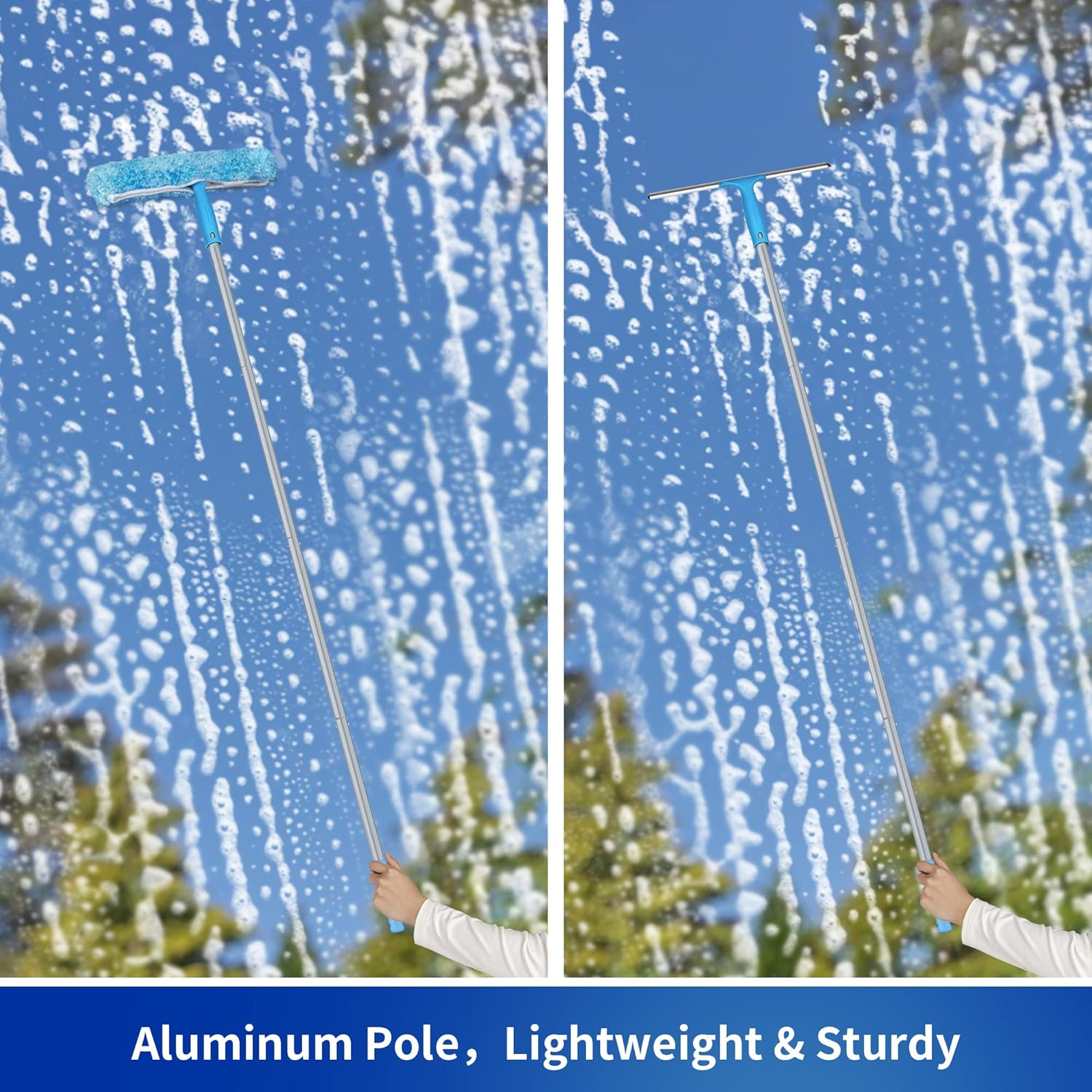 MR.SIGA 54.3 Inch Long Extension Pole, Adjustable 4 Pieces Aluminum Pole for Window Squeegee image number 1