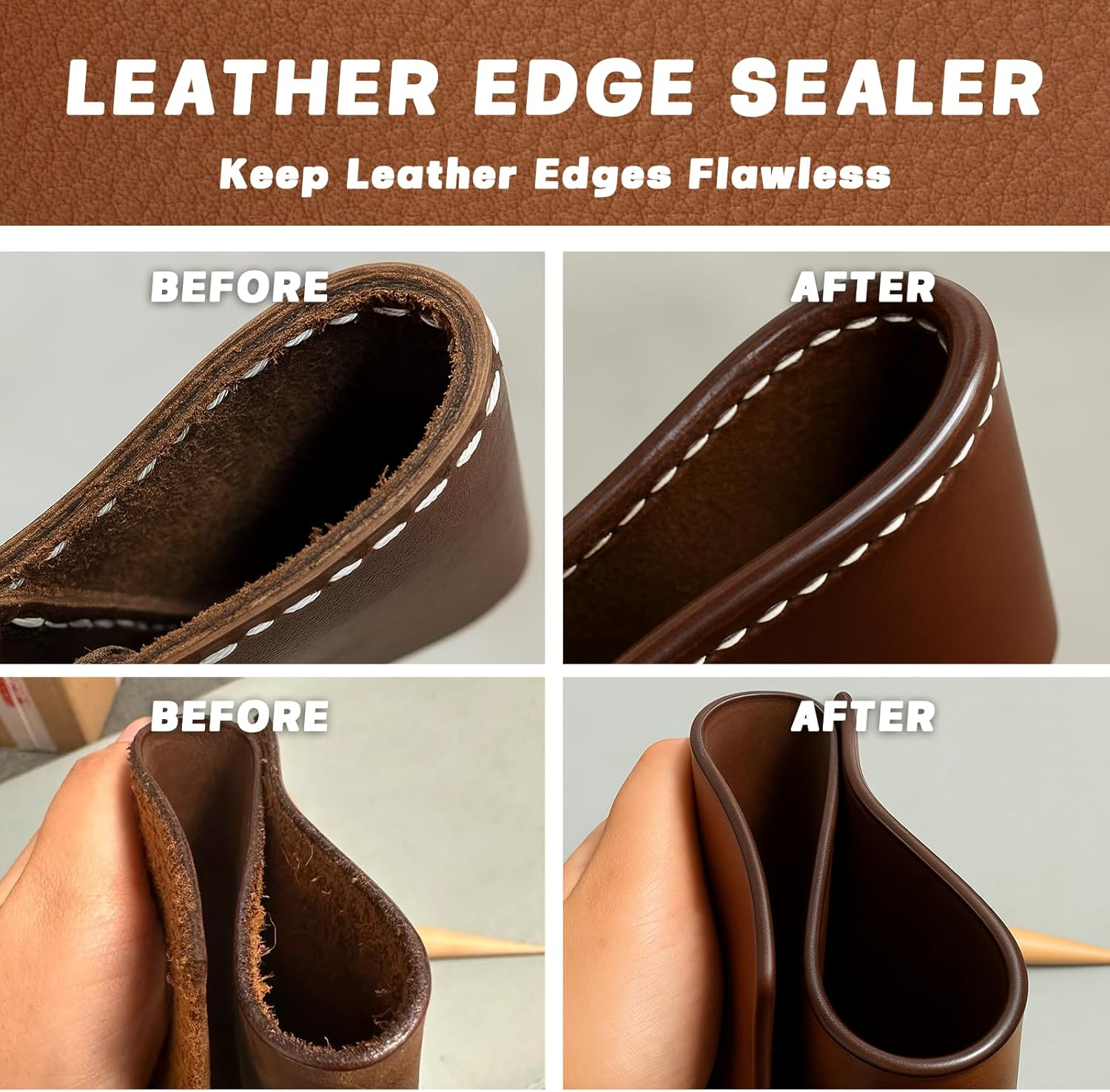 200G Leather Edge Sealer Kit, Leather Burnishing Gum for Smooth Glossy Edges, Increases Wear Resistance and Protective Effect, Suitable for Bags, Wallets, Accessories and Other Handicrafts image number 2